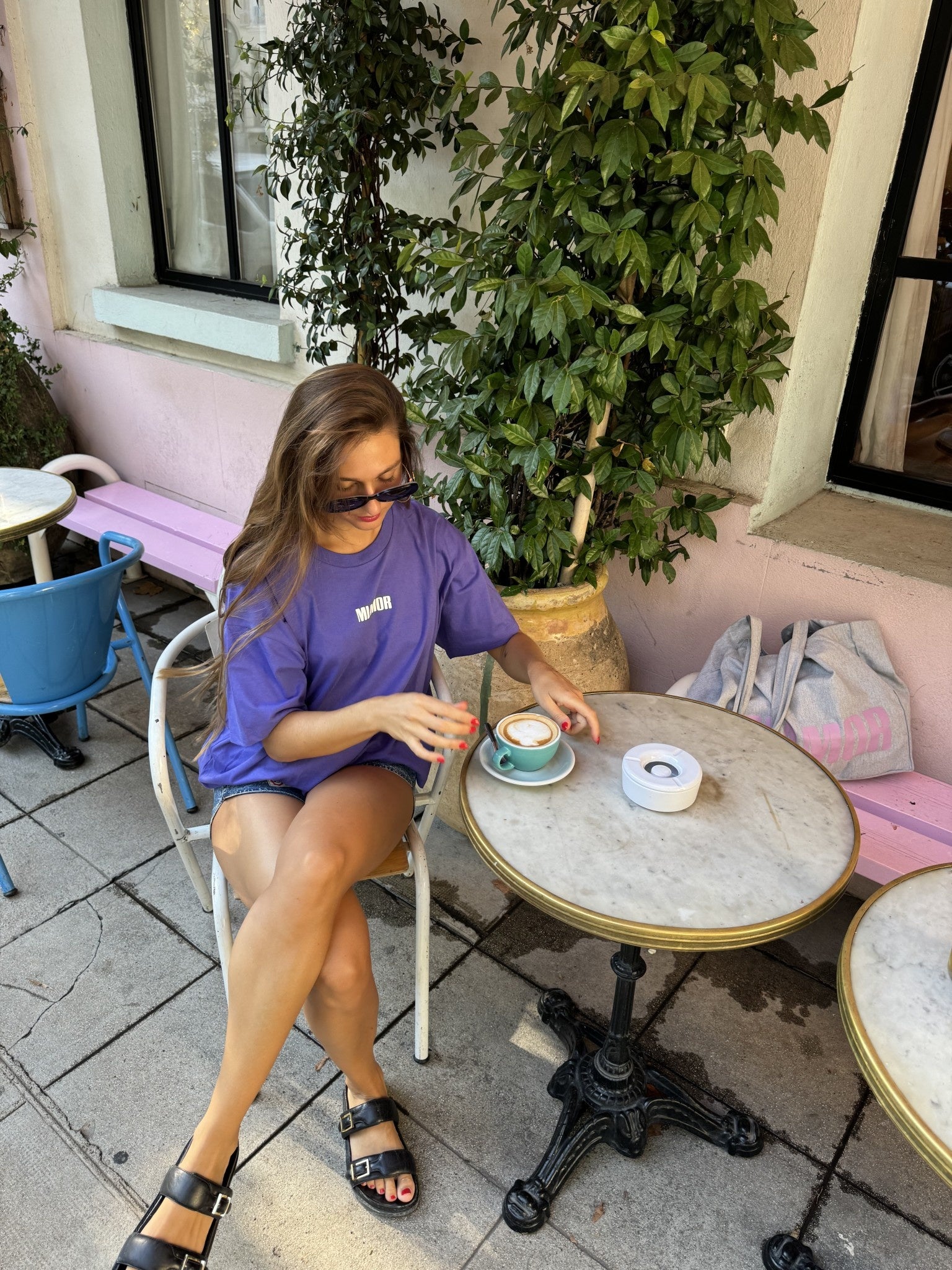 Miamor box tee paars - wit