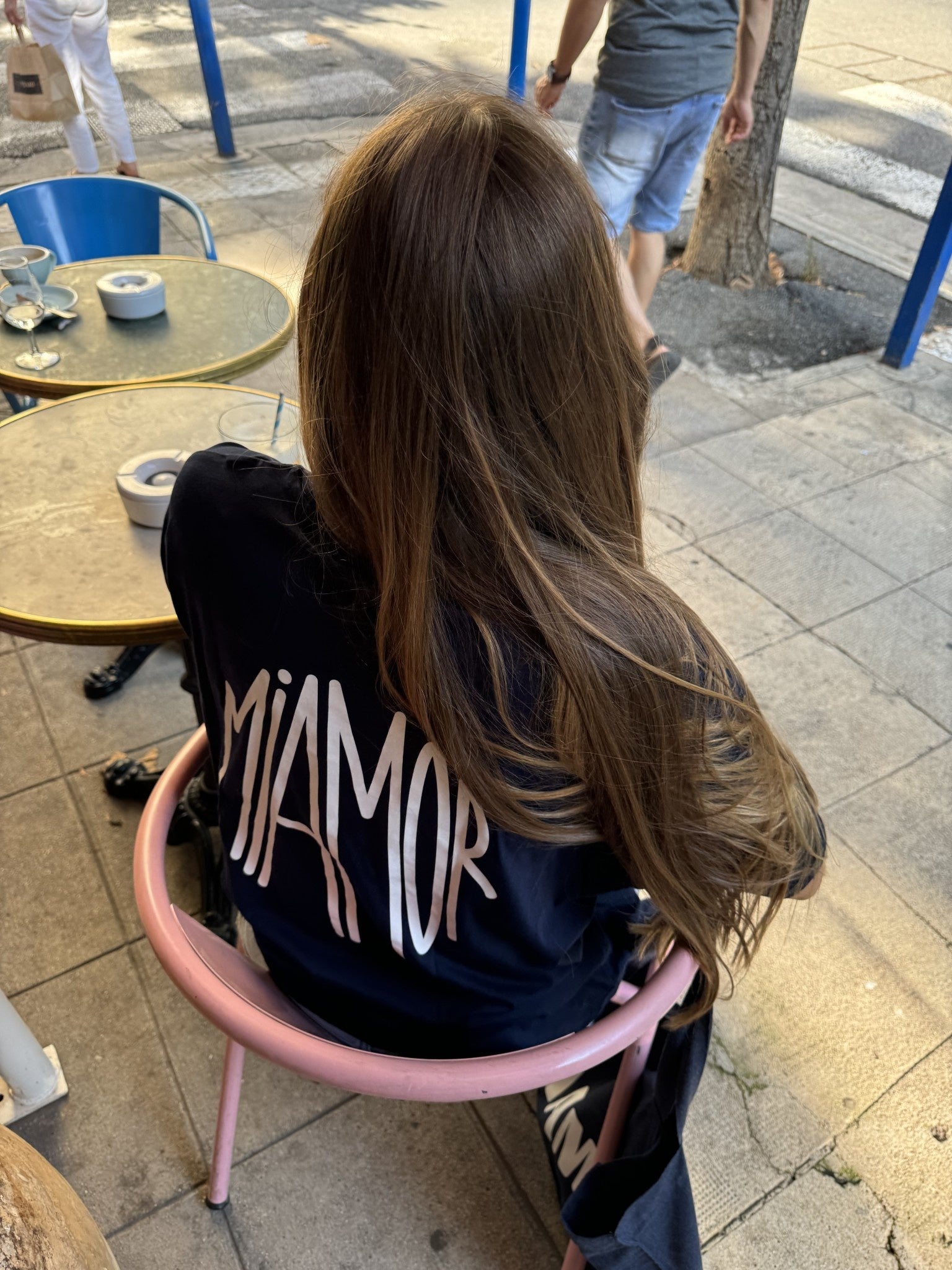 Miamor box tee marineblauw - wit