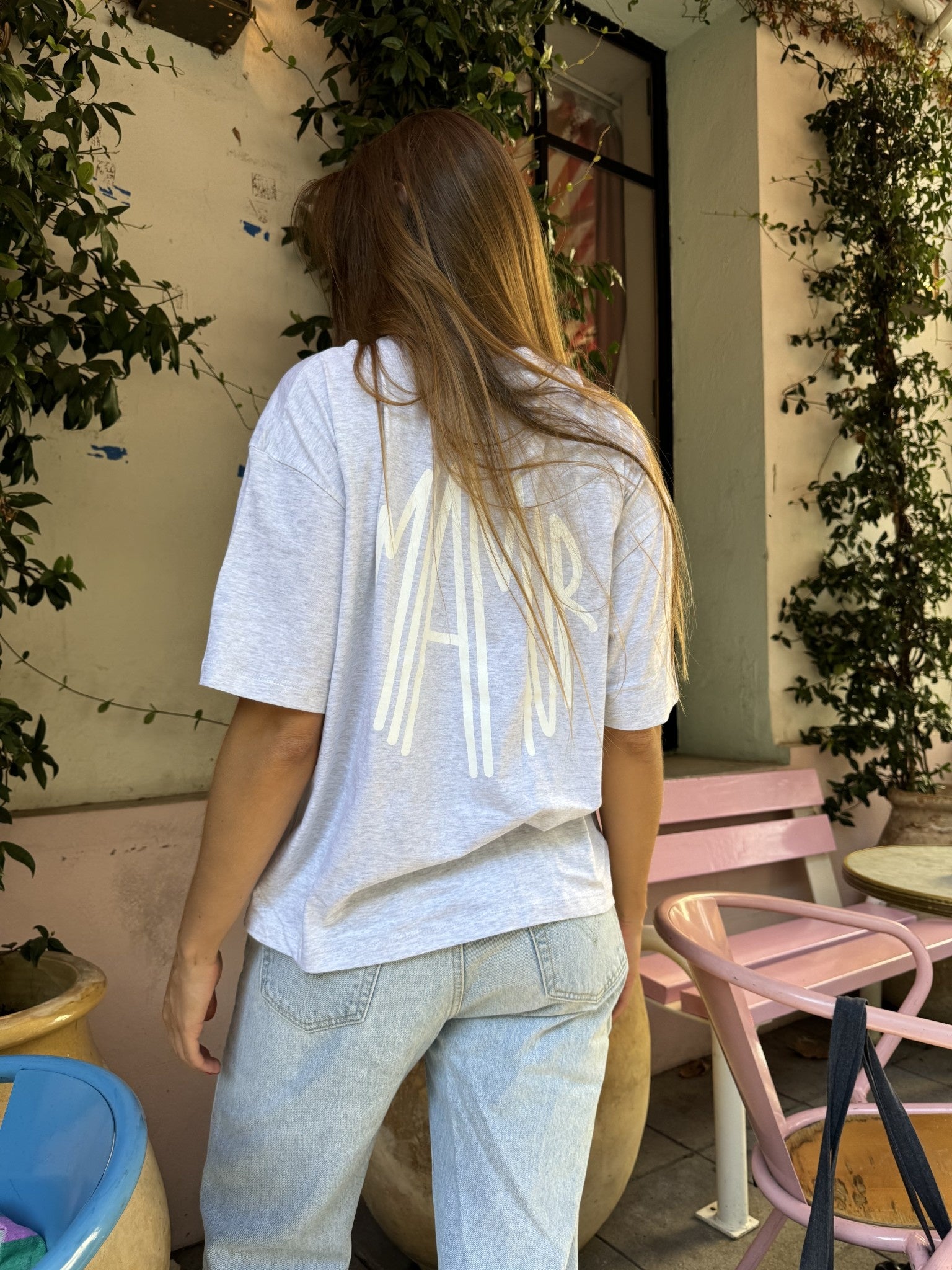 Miamor box tee gemêleerd grijs - wit