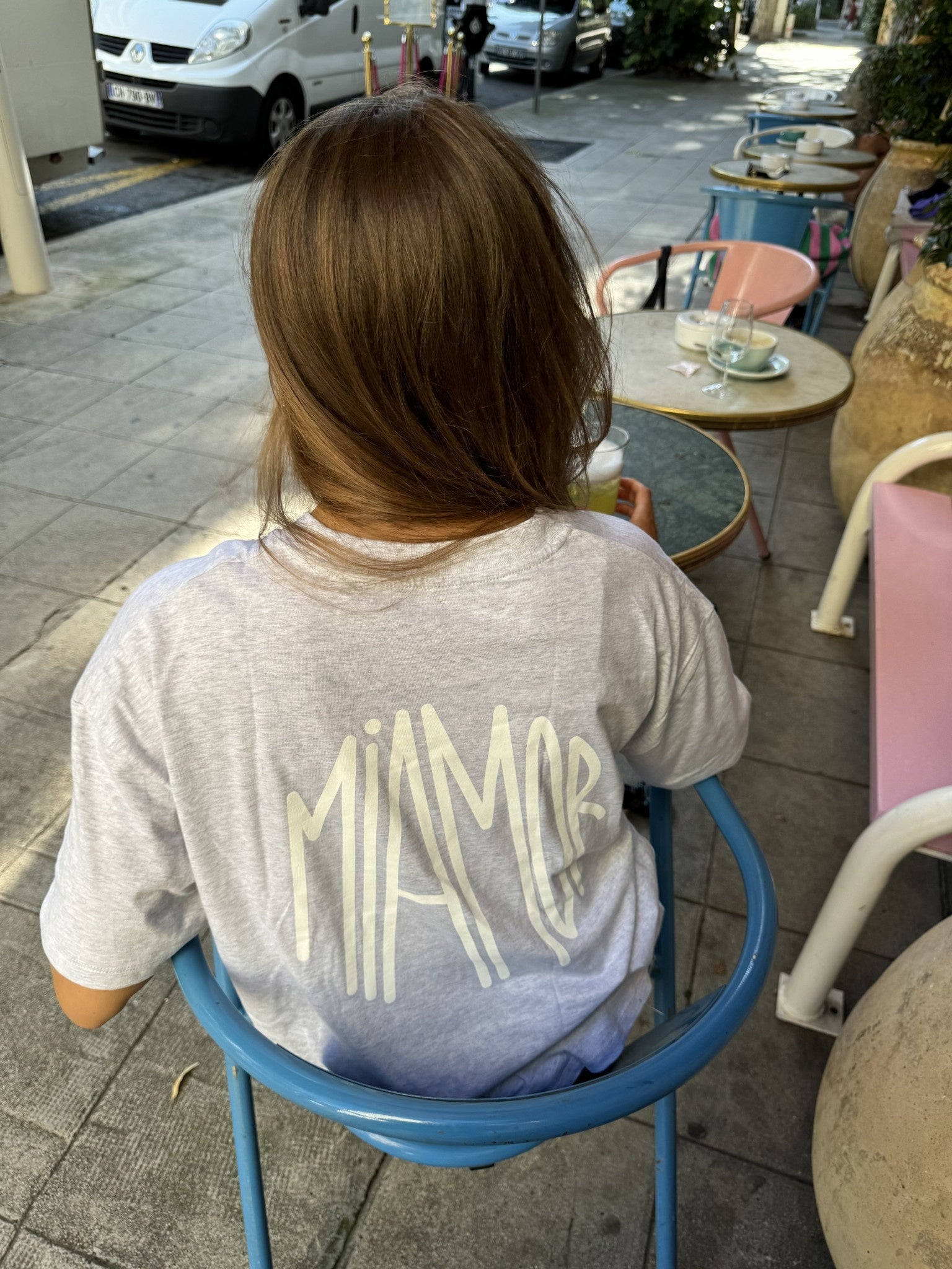 Miamor box tee gemêleerd grijs - wit