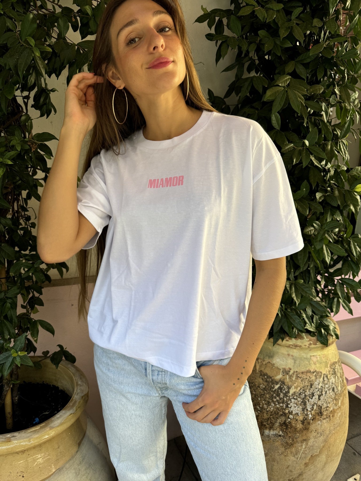 Miamor box tee wit - roze
