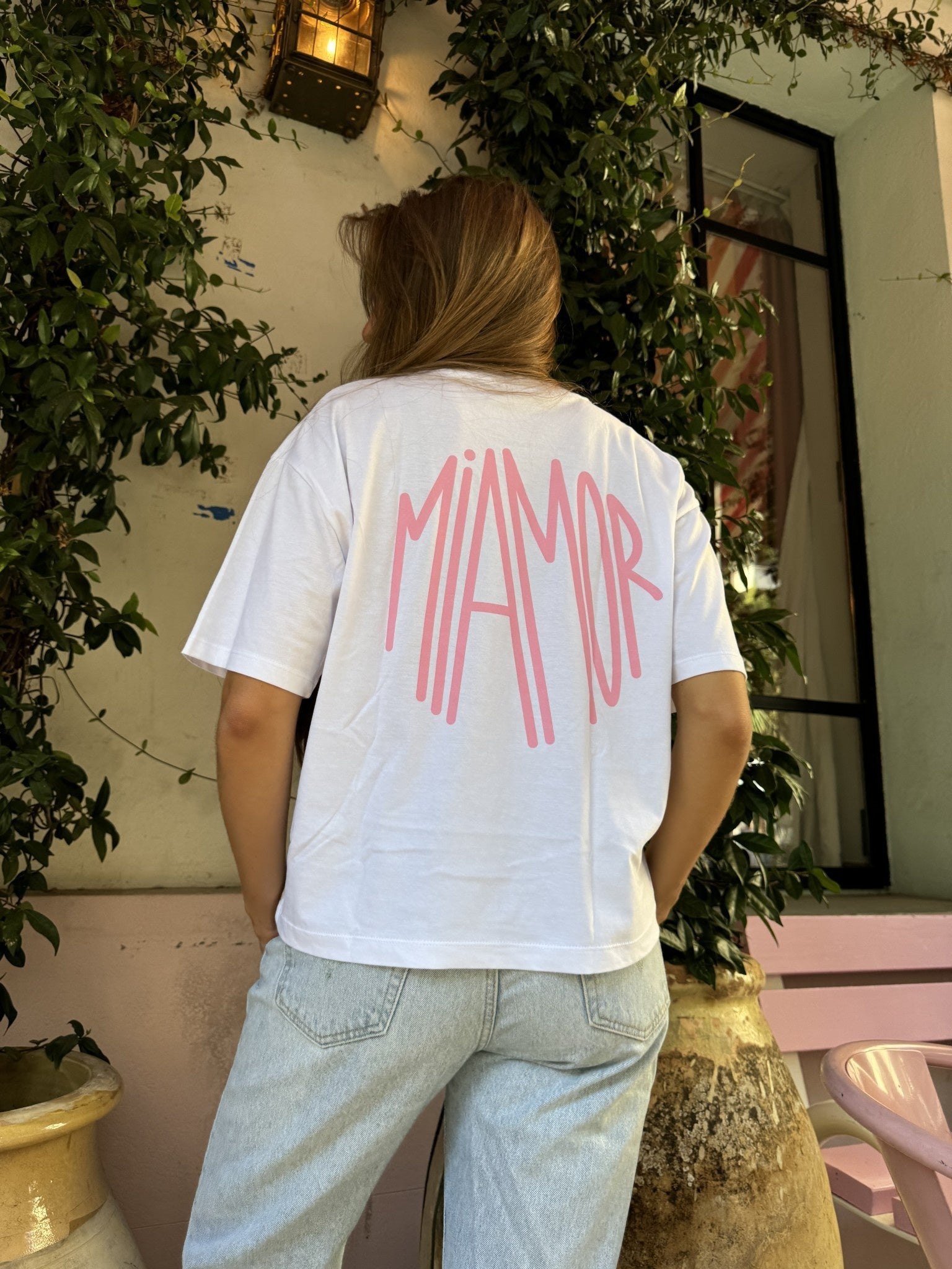 Miamor box tee wit - roze