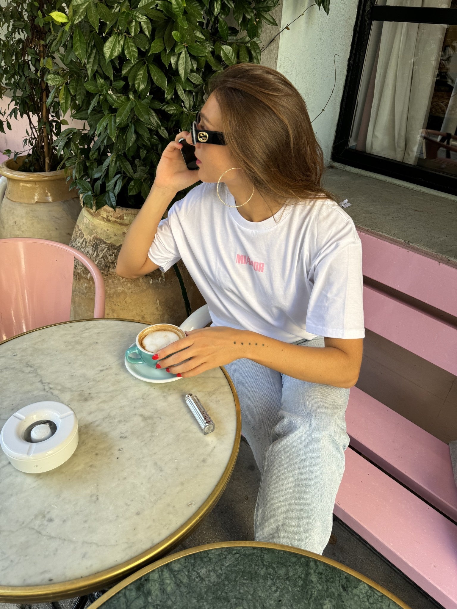 Miamor box tee wit - roze