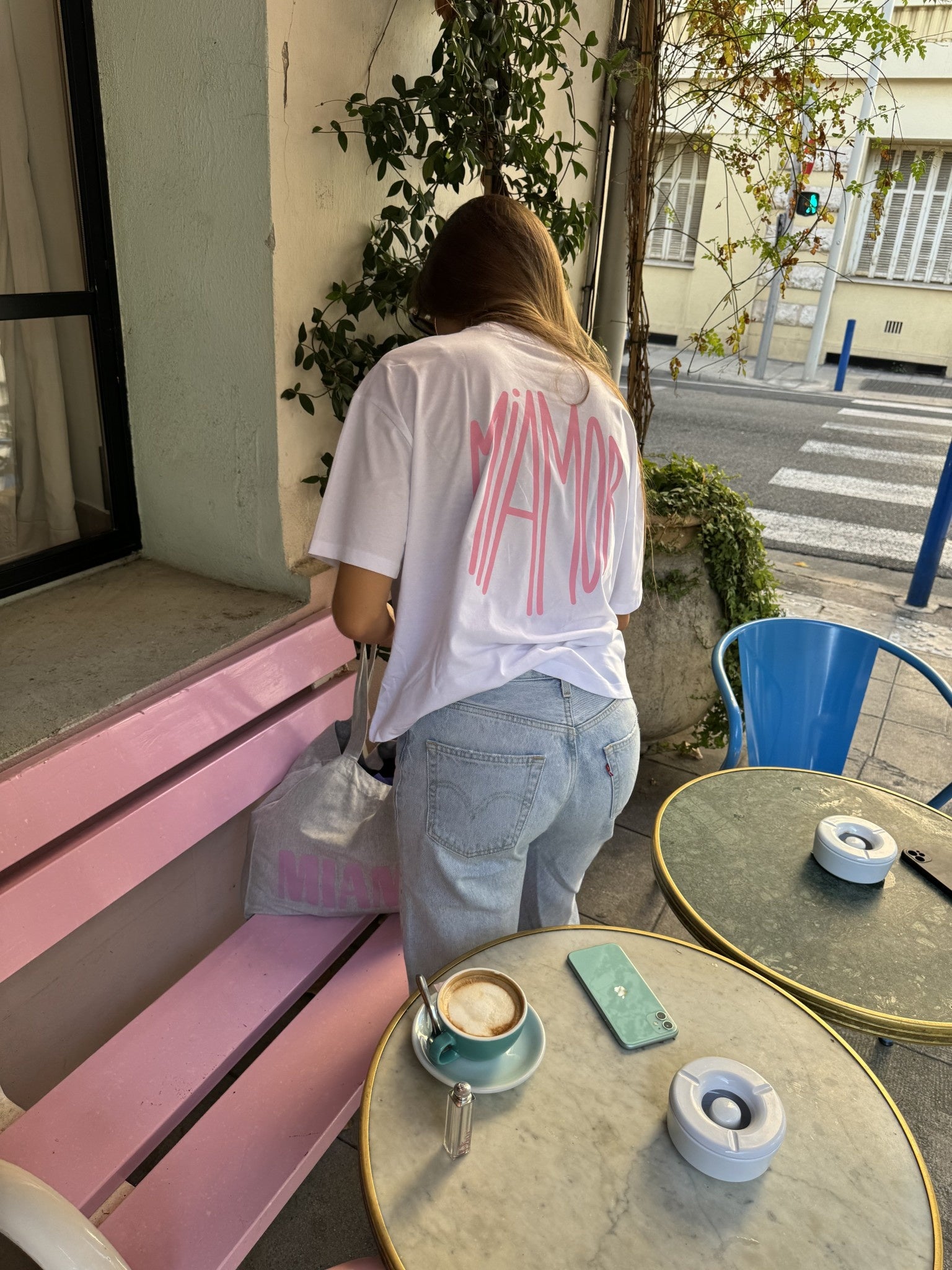 Miamor box tee wit - roze