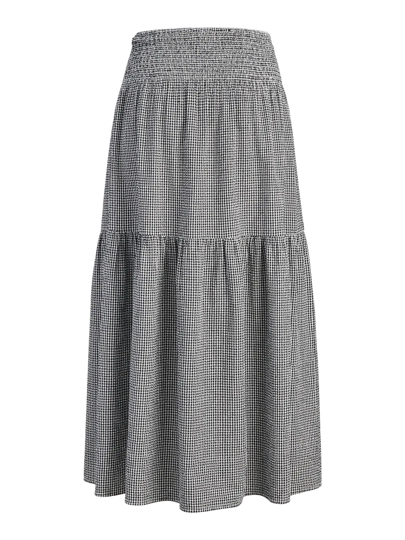 JXZOE SEERSUCKER SMOCK LONG SKIRT - BLACK/WHITE