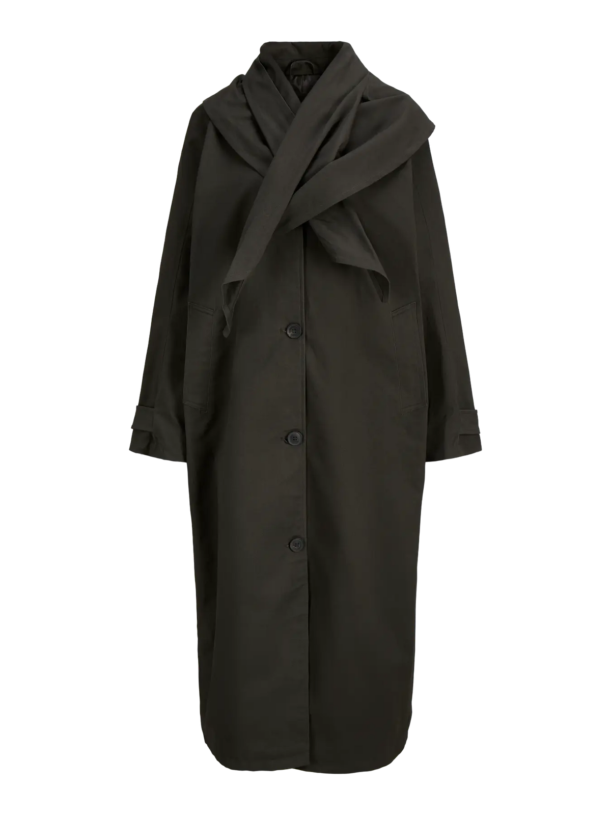 JXGIO SCARF COAT - OLIVE NIGHT