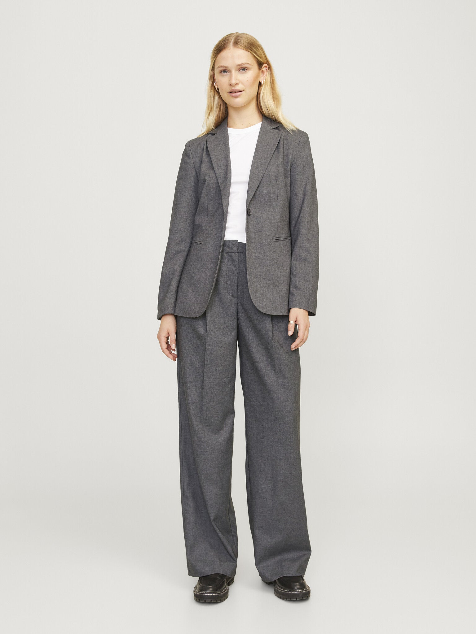 JXELLIS WIDE HW PANT - DARK GREY MELANGE