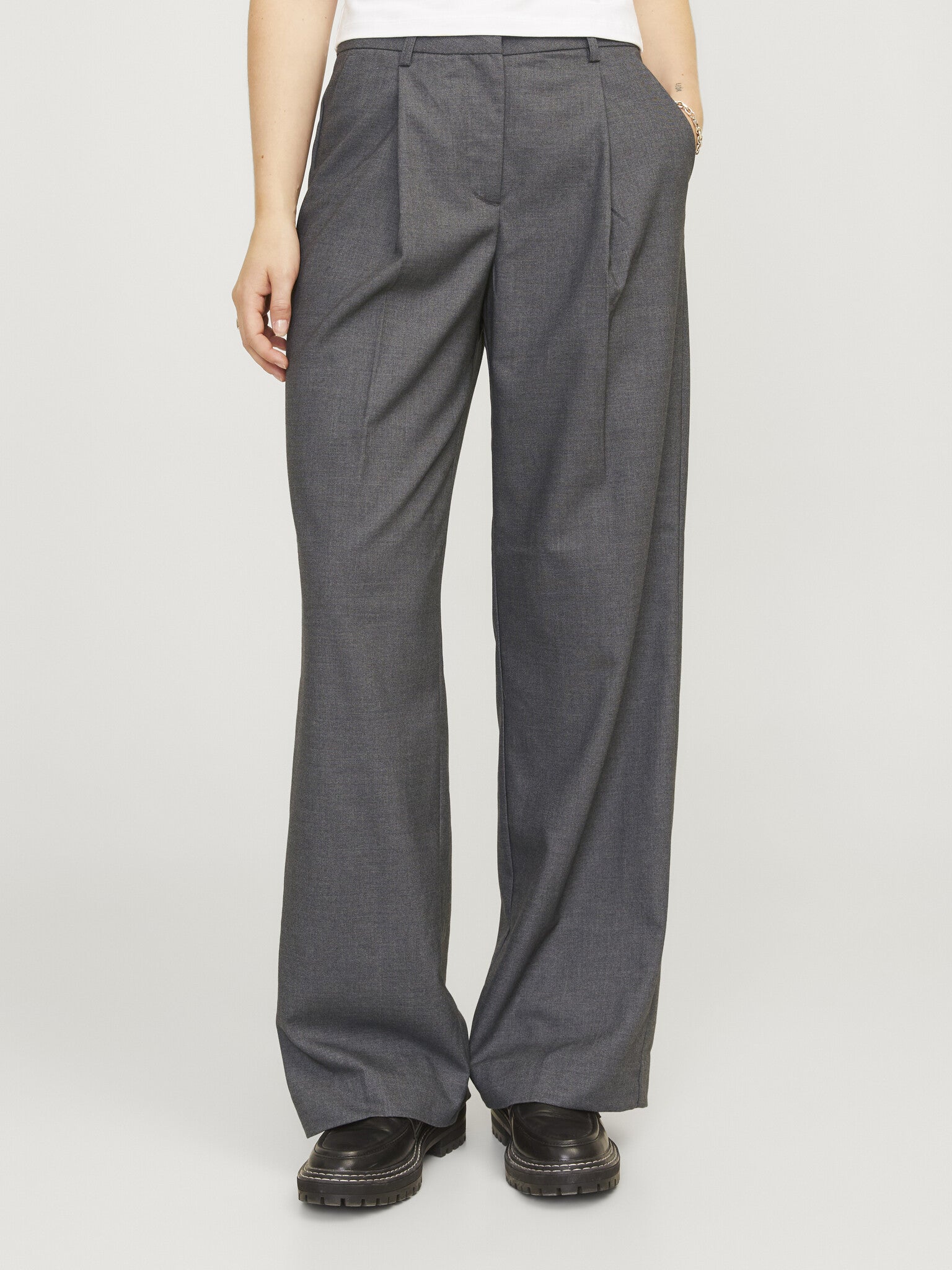 JXELLIS WIDE HW PANT - DARK GREY MELANGE