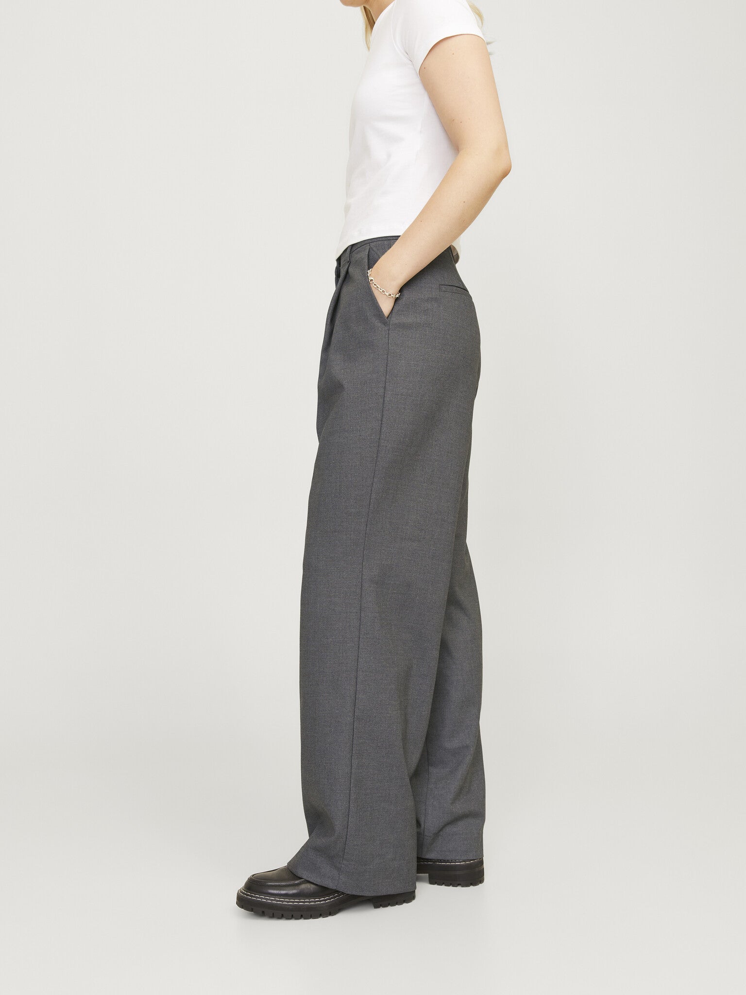 JXELLIS WIDE HW PANT - DARK GREY MELANGE
