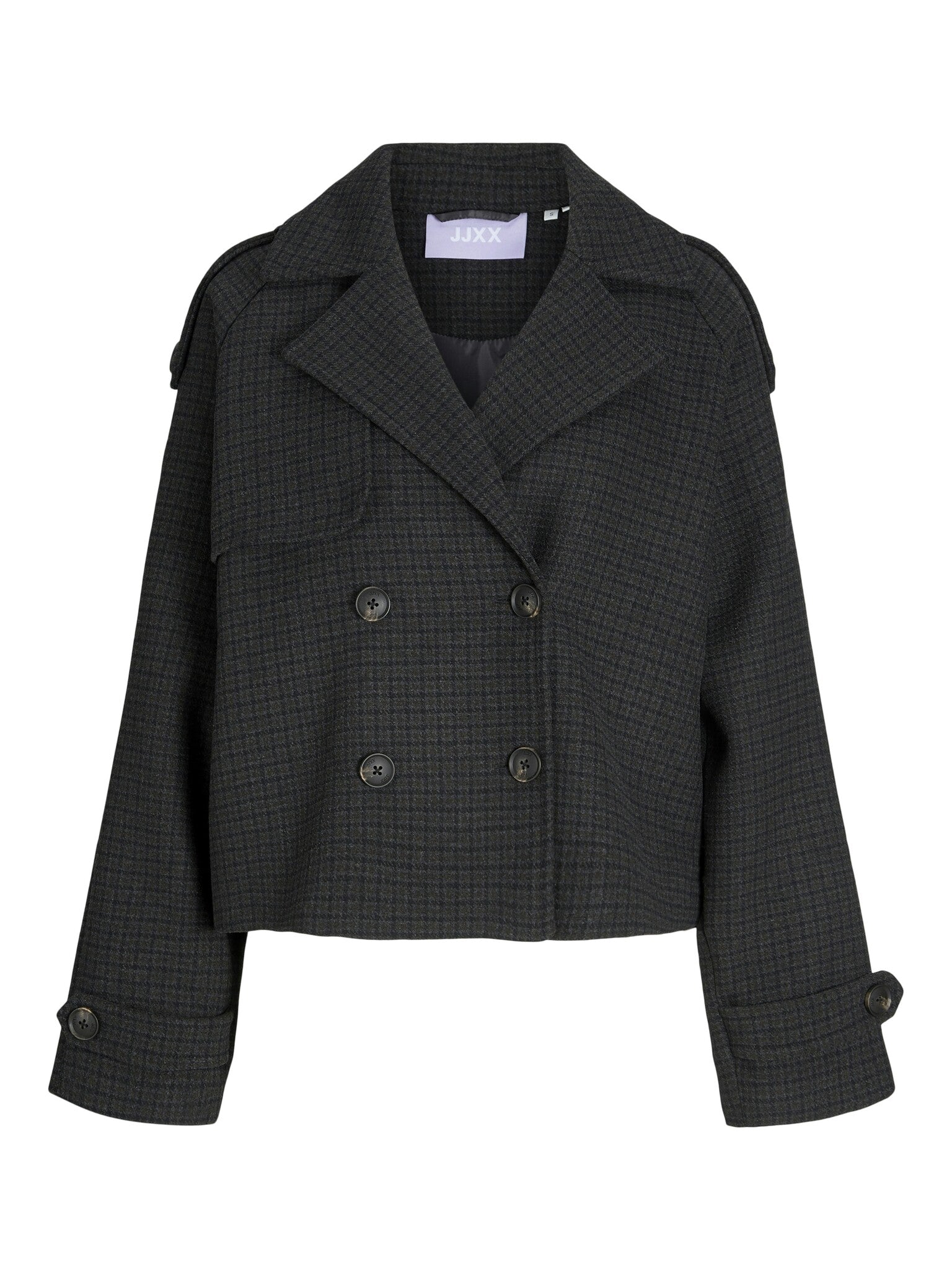 JXELLE CARLIE SHORT TRENCHCOAT - DARK GREY MELANGE