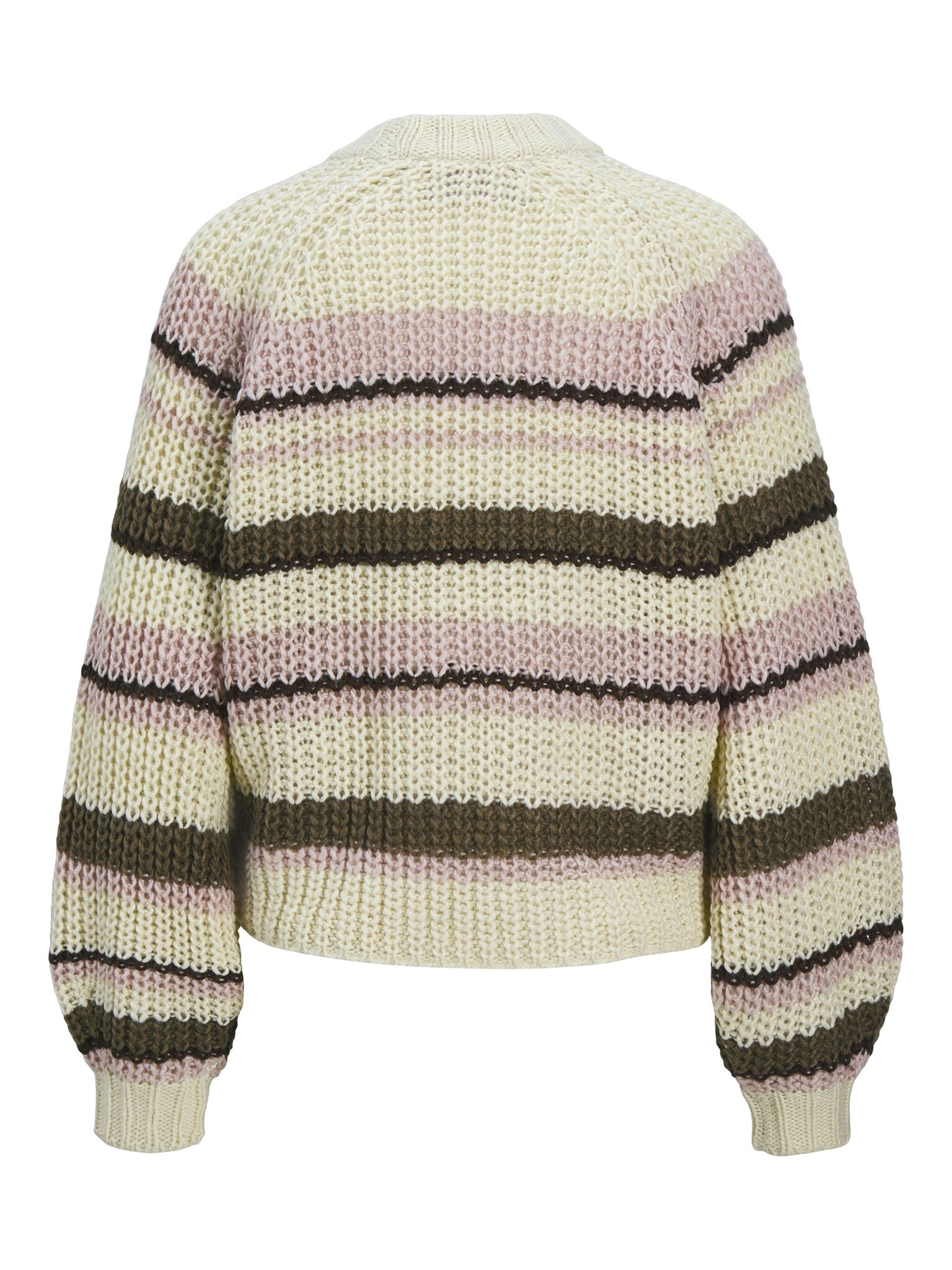 JXKELLY CHUNKY STRIPE CREW NECK KNIT - BONE WHITE