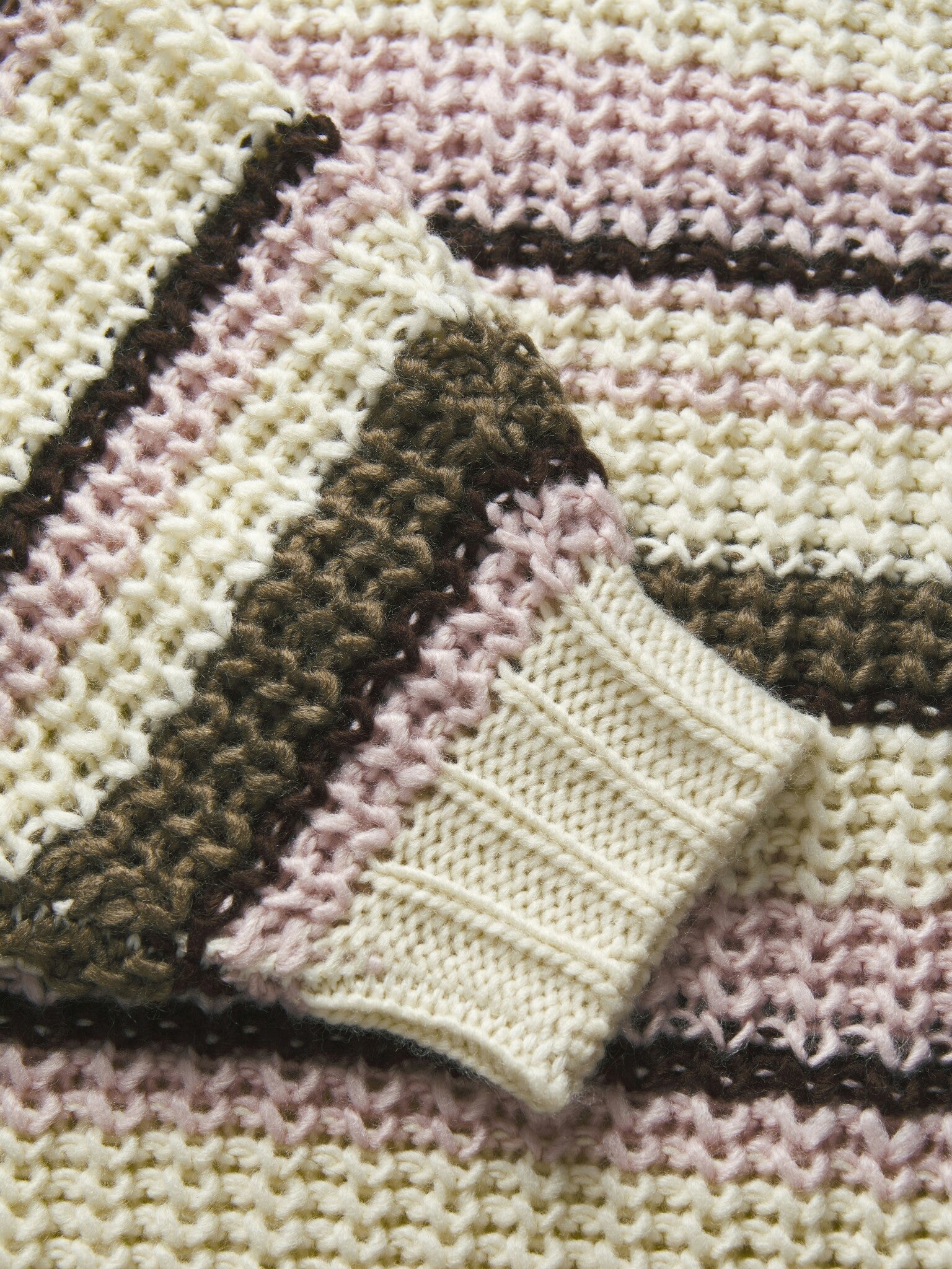 JXKELLY CHUNKY STRIPE CREW NECK KNIT - BONE WHITE