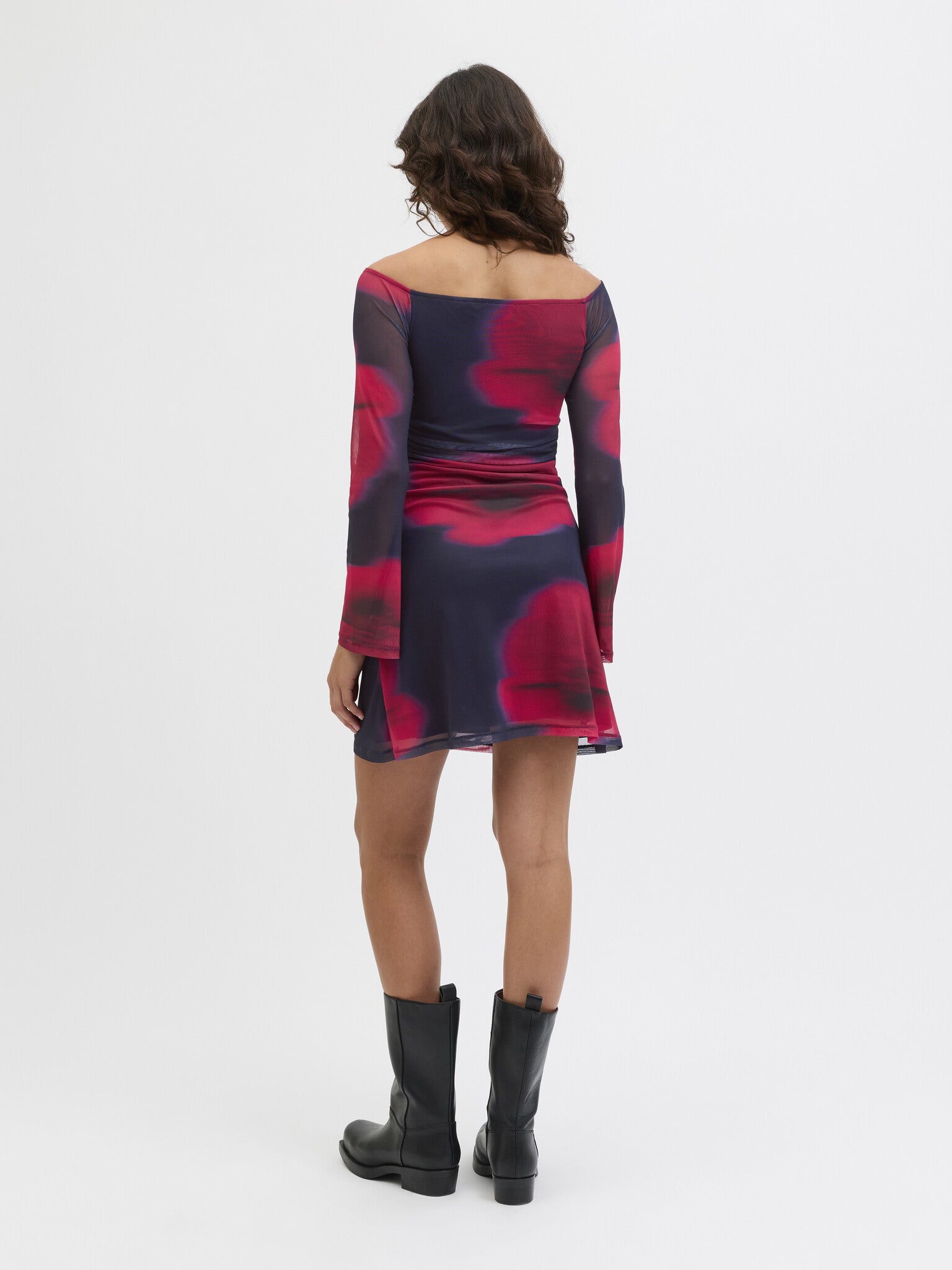 JXMELIA MESH OFF SHOULDER - MARITIME BLUE FLOWER