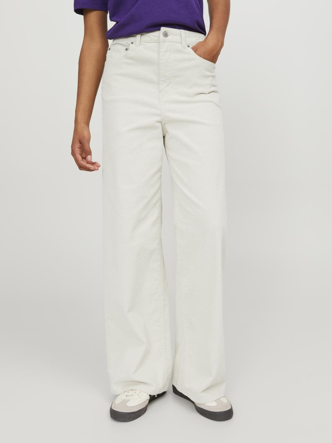 JXGELLY WIDE HW CORD PANT - BONE WHITE