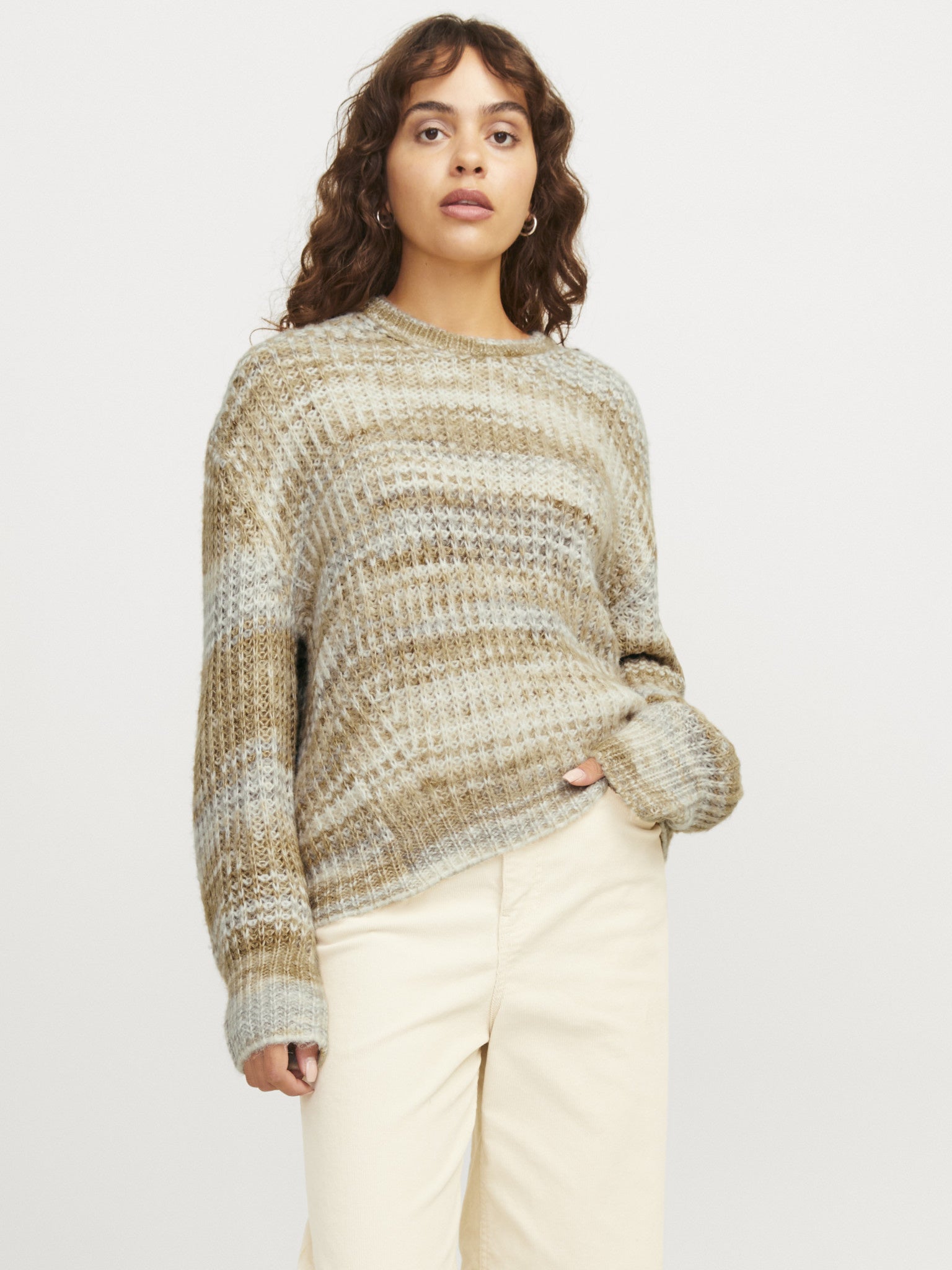 JXSIMONE SPACE DYE CREW NECK KNIT - KELP