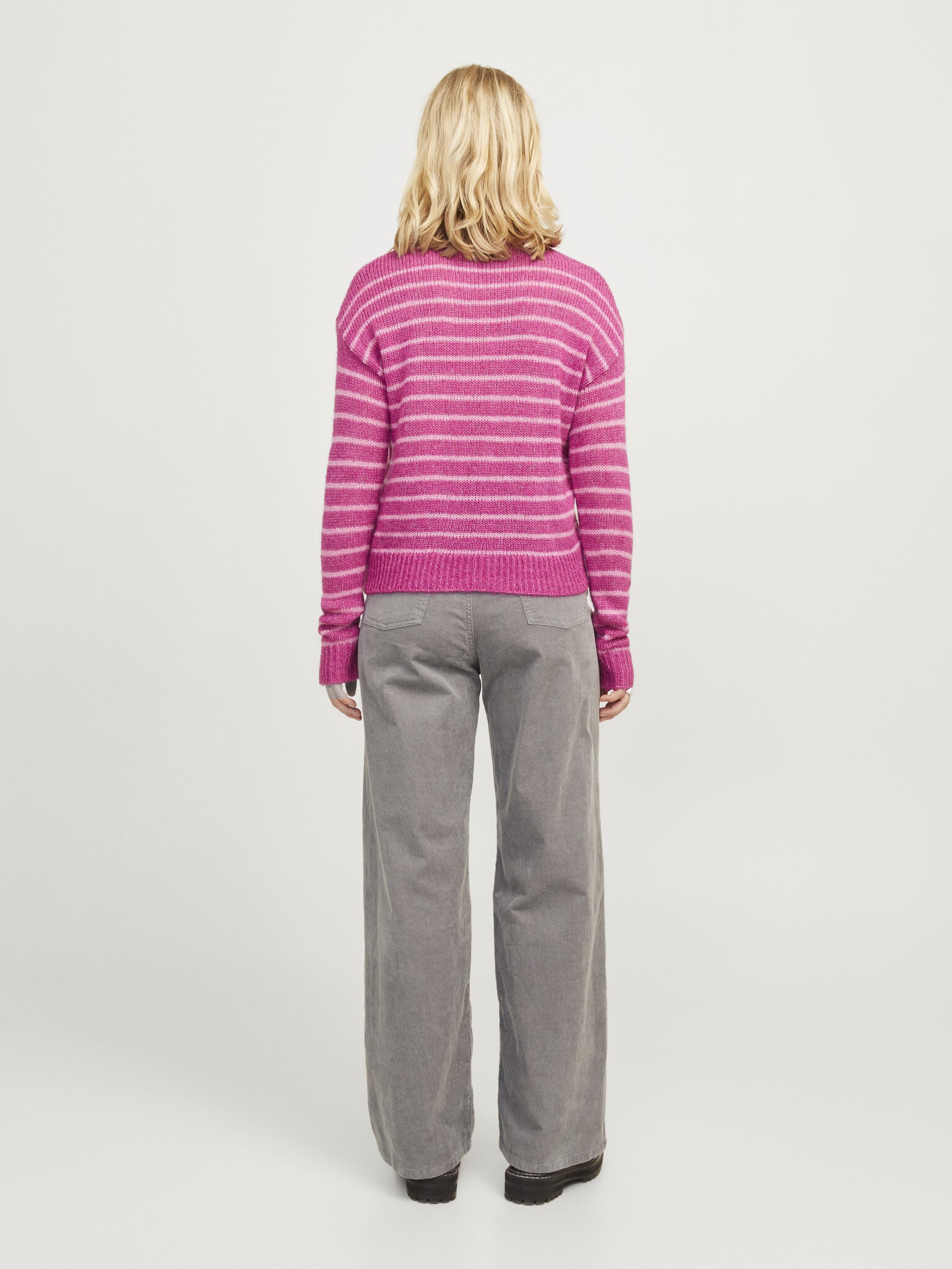 JXGELLY WIDE HW  CORD PANT - GRAY FLANNEL