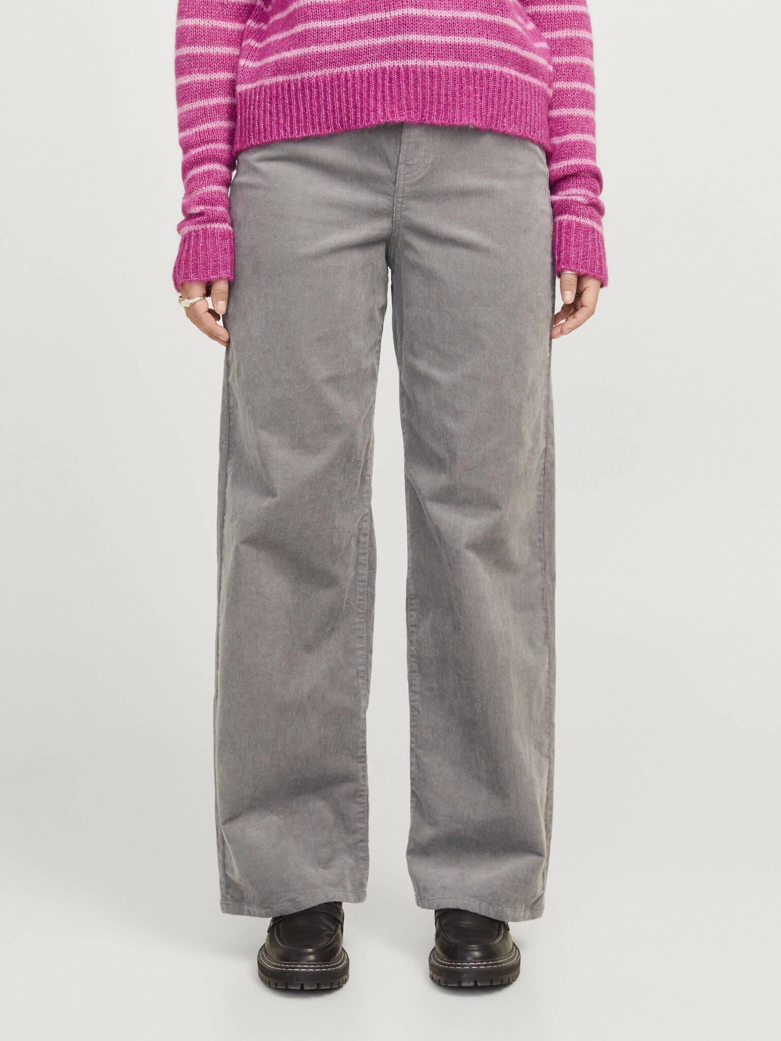 JXGELLY WIDE HW  CORD PANT - GRAY FLANNEL