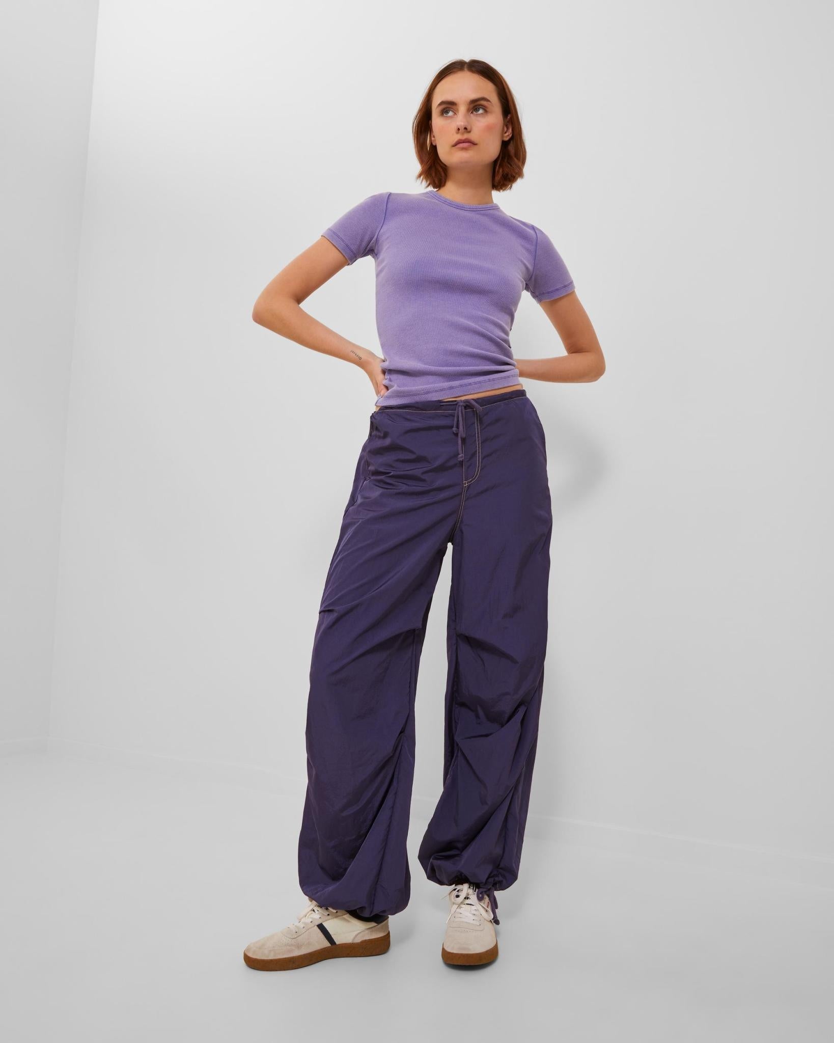JXSALLY WIDE PANTS - PURPLE VELVET