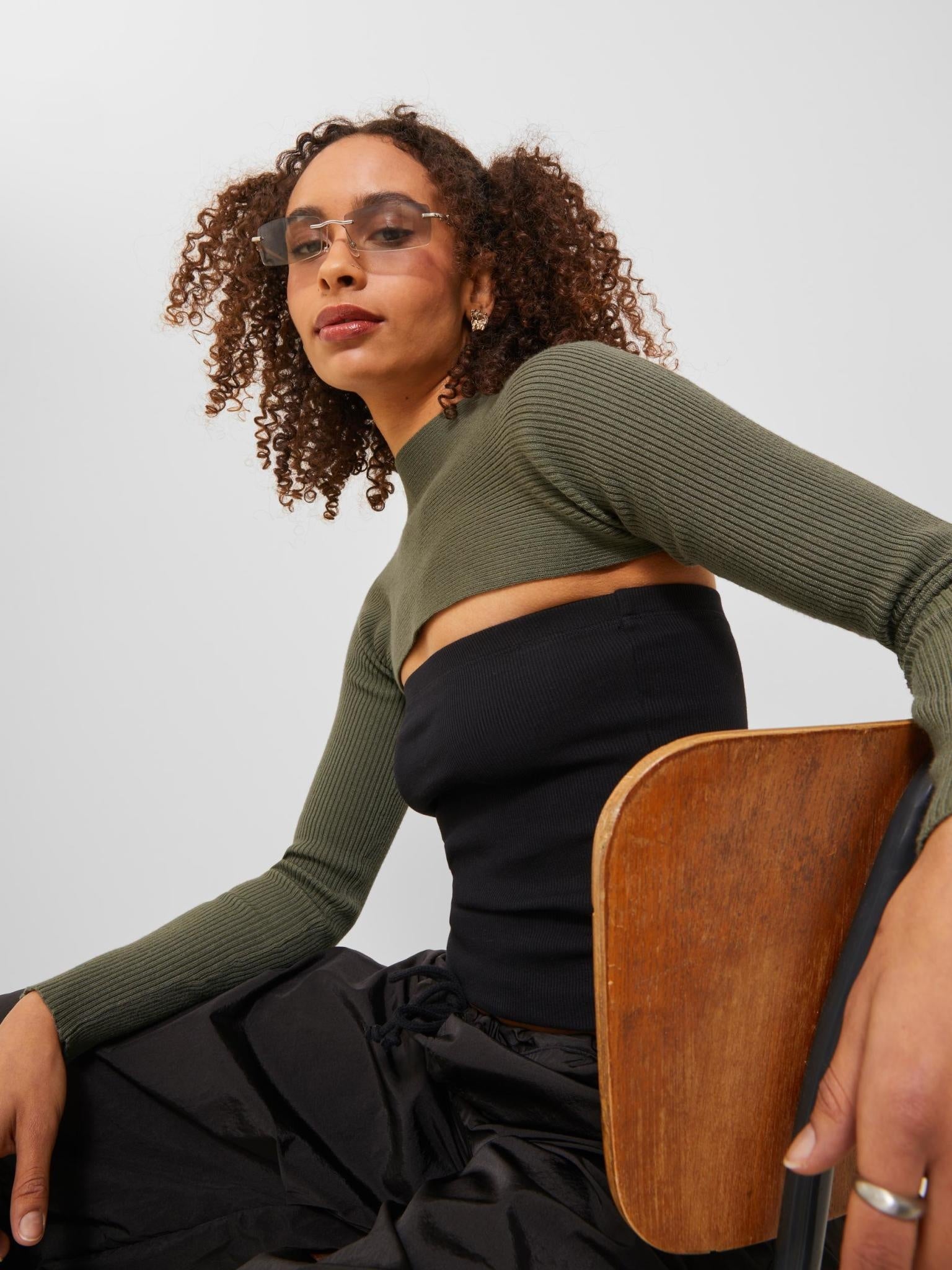 JXSELINA BOLERO KNIT - DUSTY OLIVE