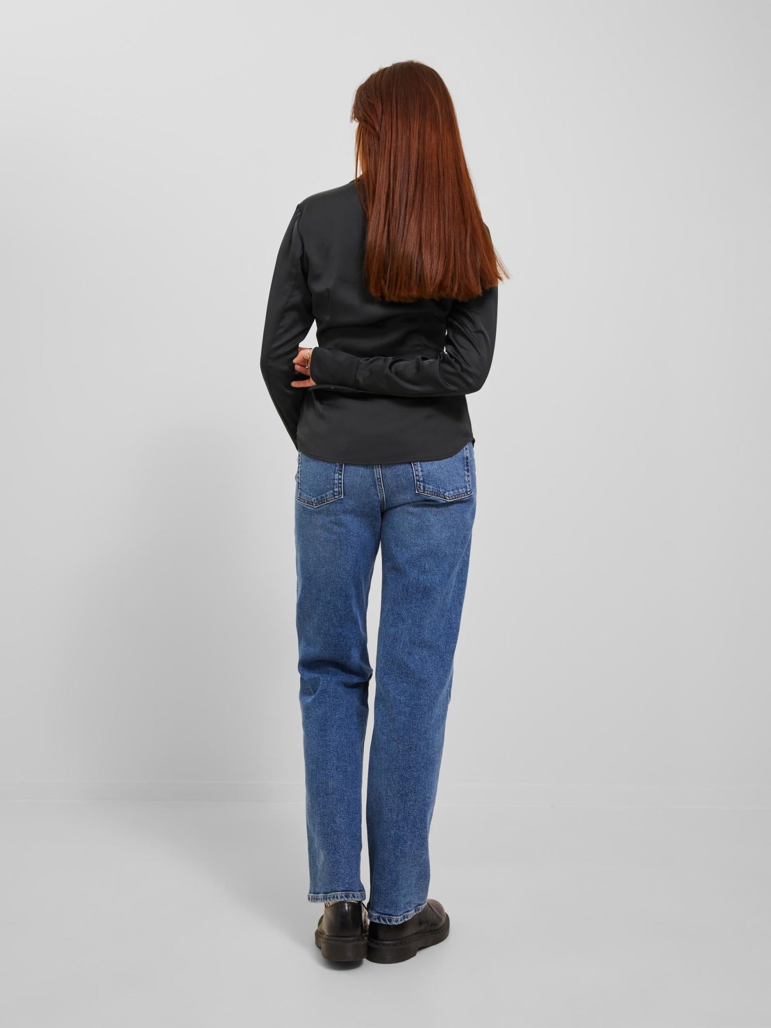 JXJULINE SATIN SHIRT - BLACK