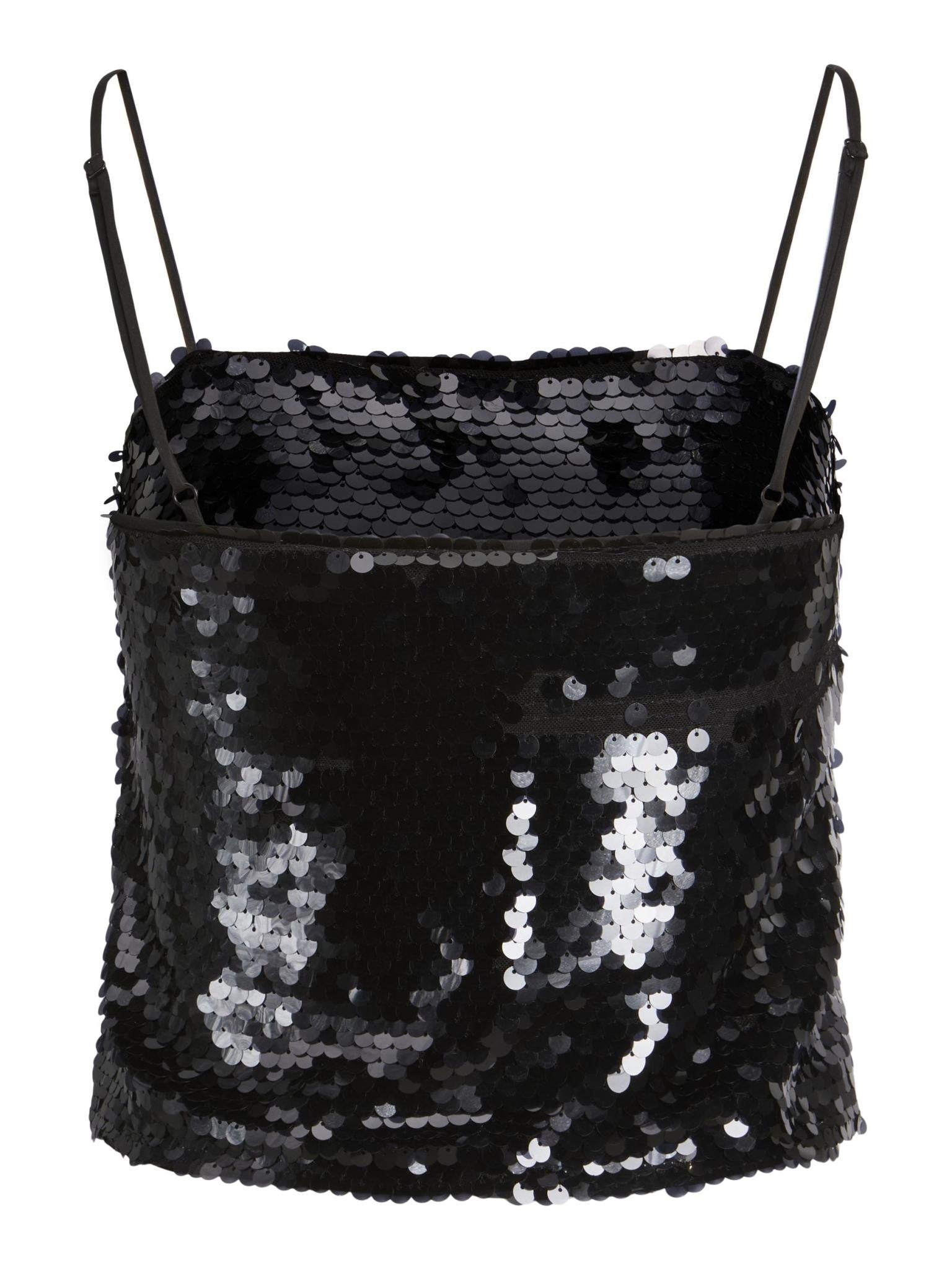 JXAVA SEQUIN STRAP TOP - BLACK