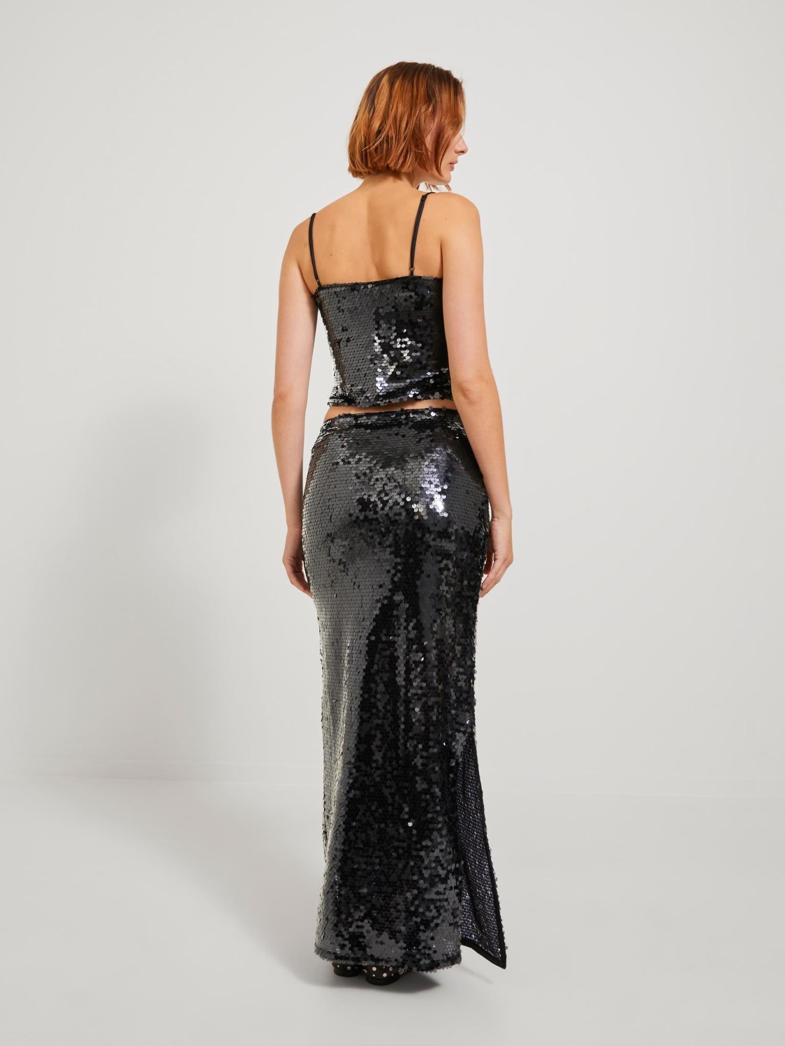 JXAVA SEQUIN STRAP TOP - BLACK