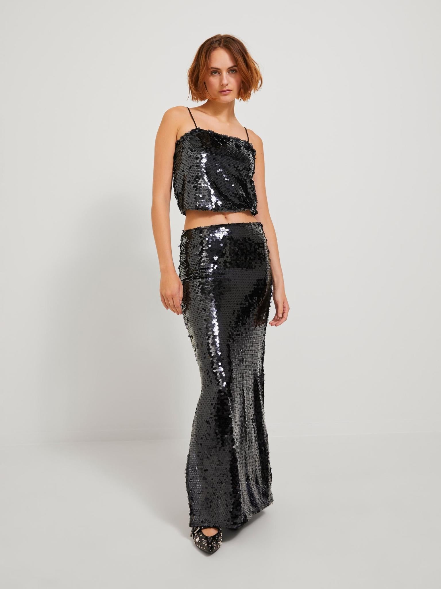 JXAVA SEQUIN STRAP TOP - BLACK