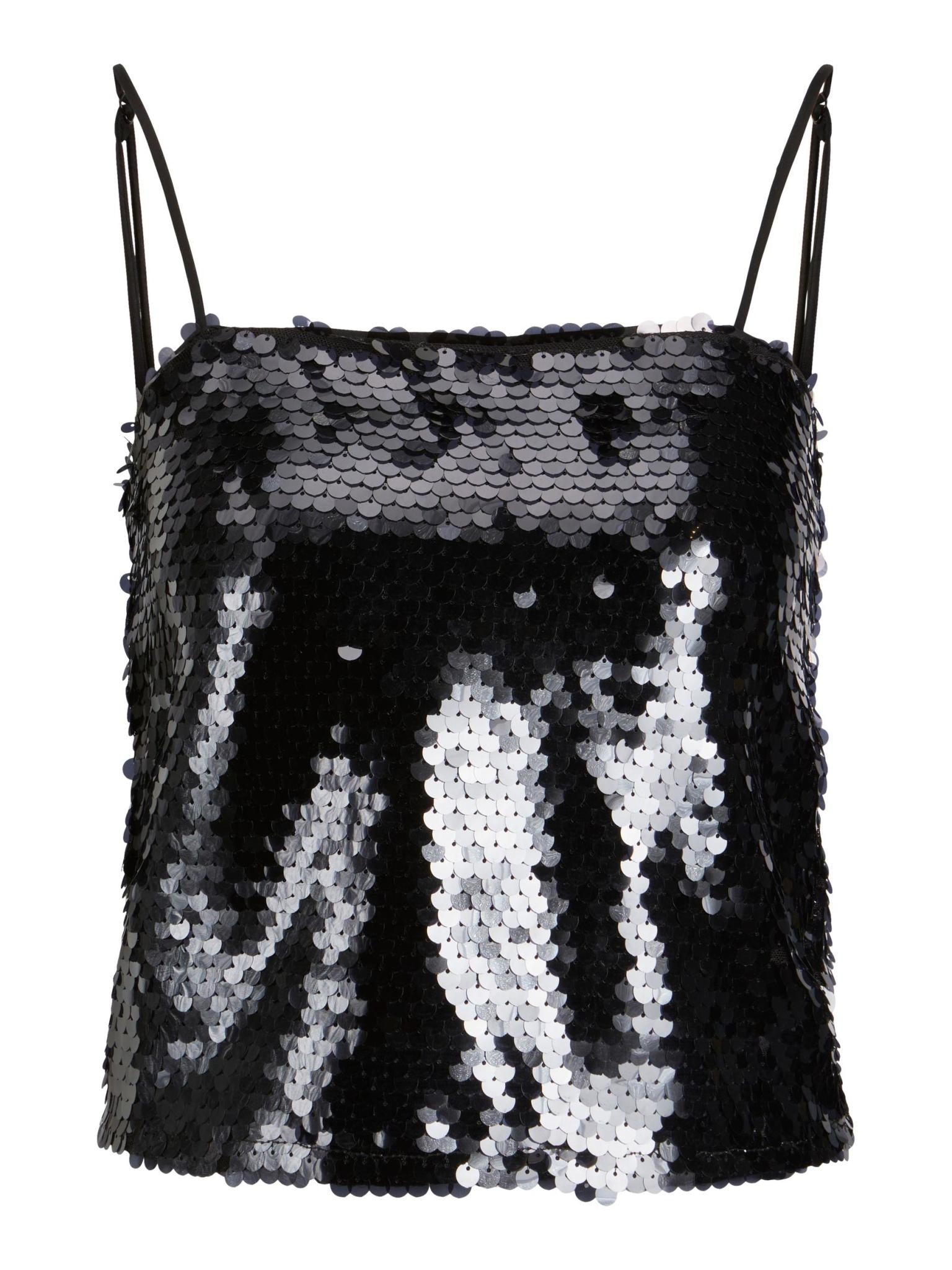 JXAVA SEQUIN STRAP TOP - BLACK