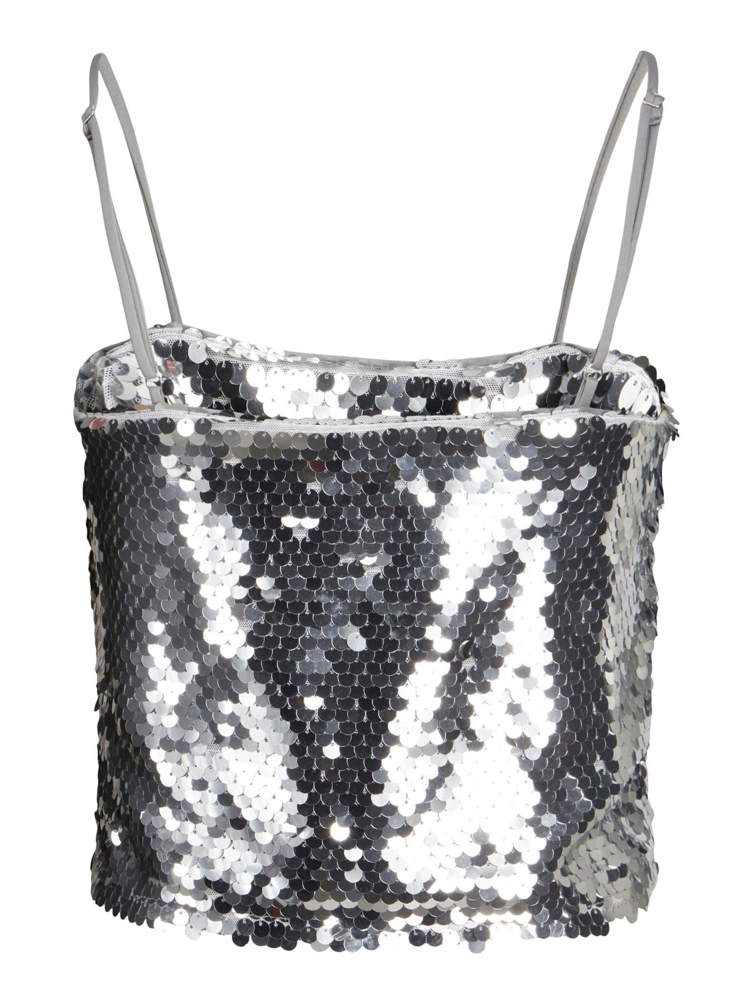 JXAVA SEQUIN STRAP TOP - SILVER