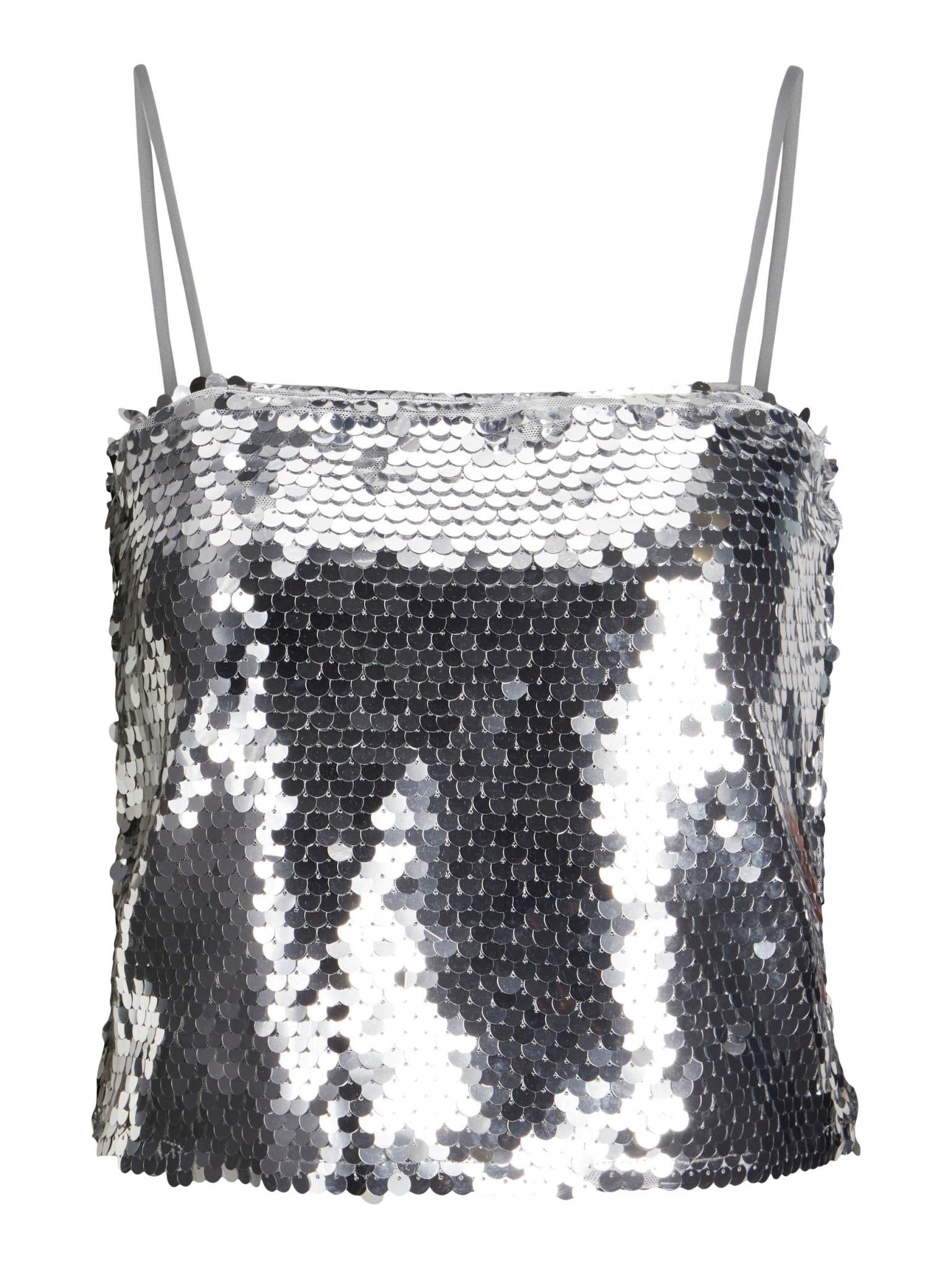 JXAVA SEQUIN STRAP TOP - SILVER
