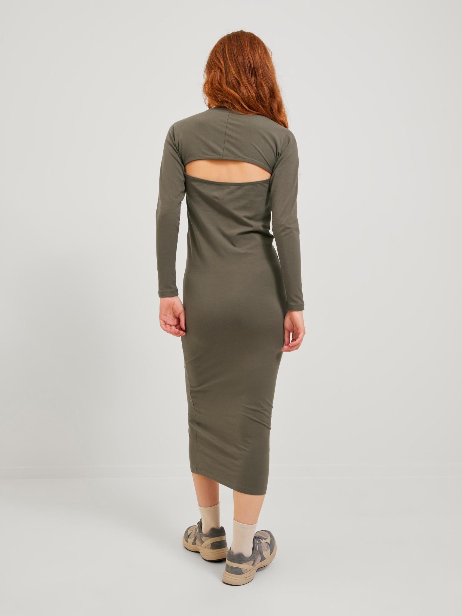 JXELEANOR STRETCH DRESS - DUSTY OLIVE