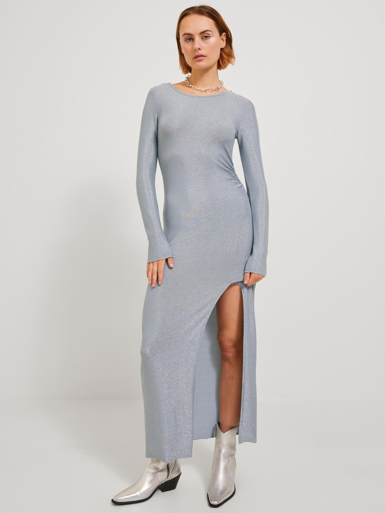 JXZIA GLITTER ANKLE DRESS - SILVER