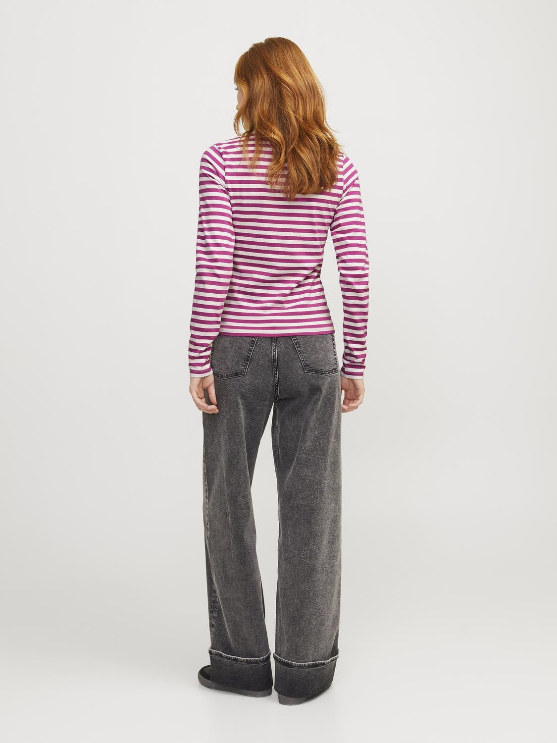 JXCELINE GIGI LS SOLID STRIPE TEE - FUCHSIA RED
