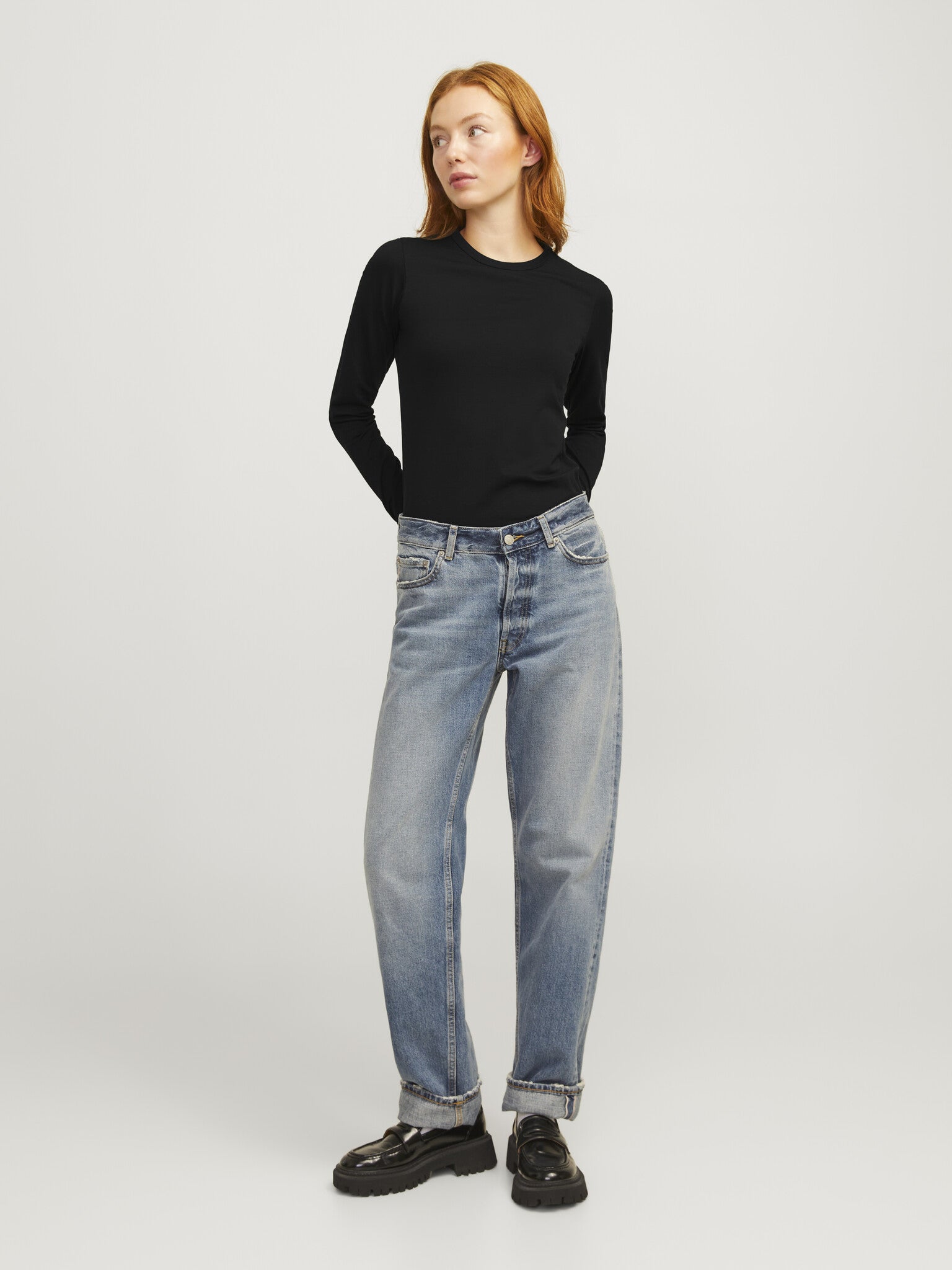 T-shirt uni manches longues JXCELINE GIGI - Noir