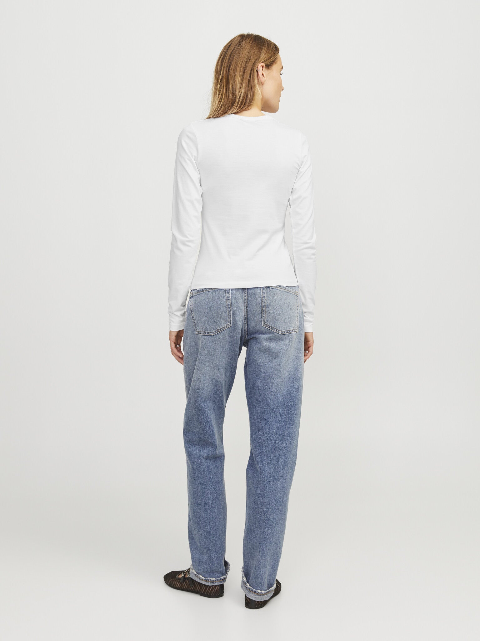 T-shirt uni manches longues JXCELINE GIGI - BLANC