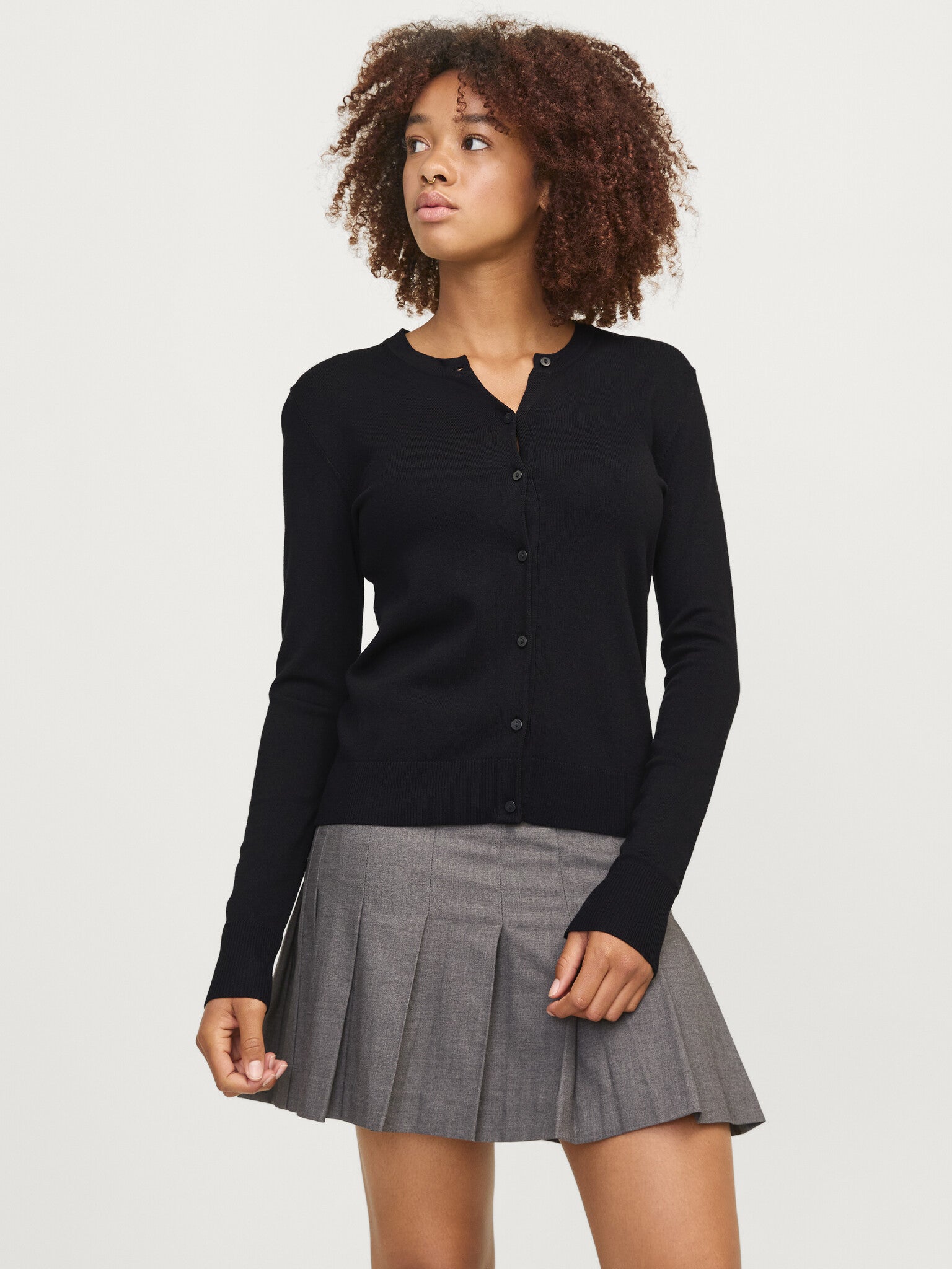 JXOPHELIA COMFY CARDIGAN KNIT - BLACK