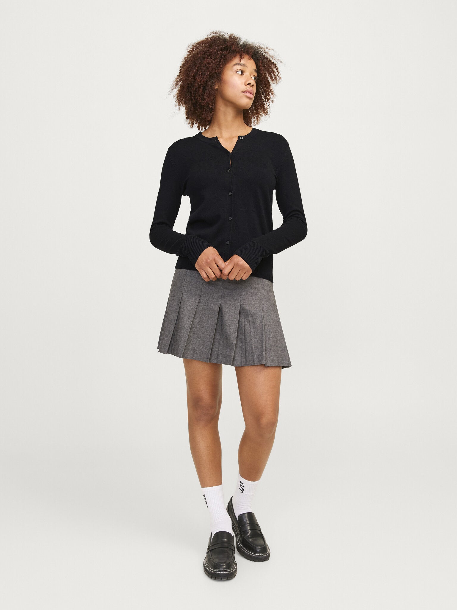 JXOPHELIA COMFY CARDIGAN KNIT - BLACK