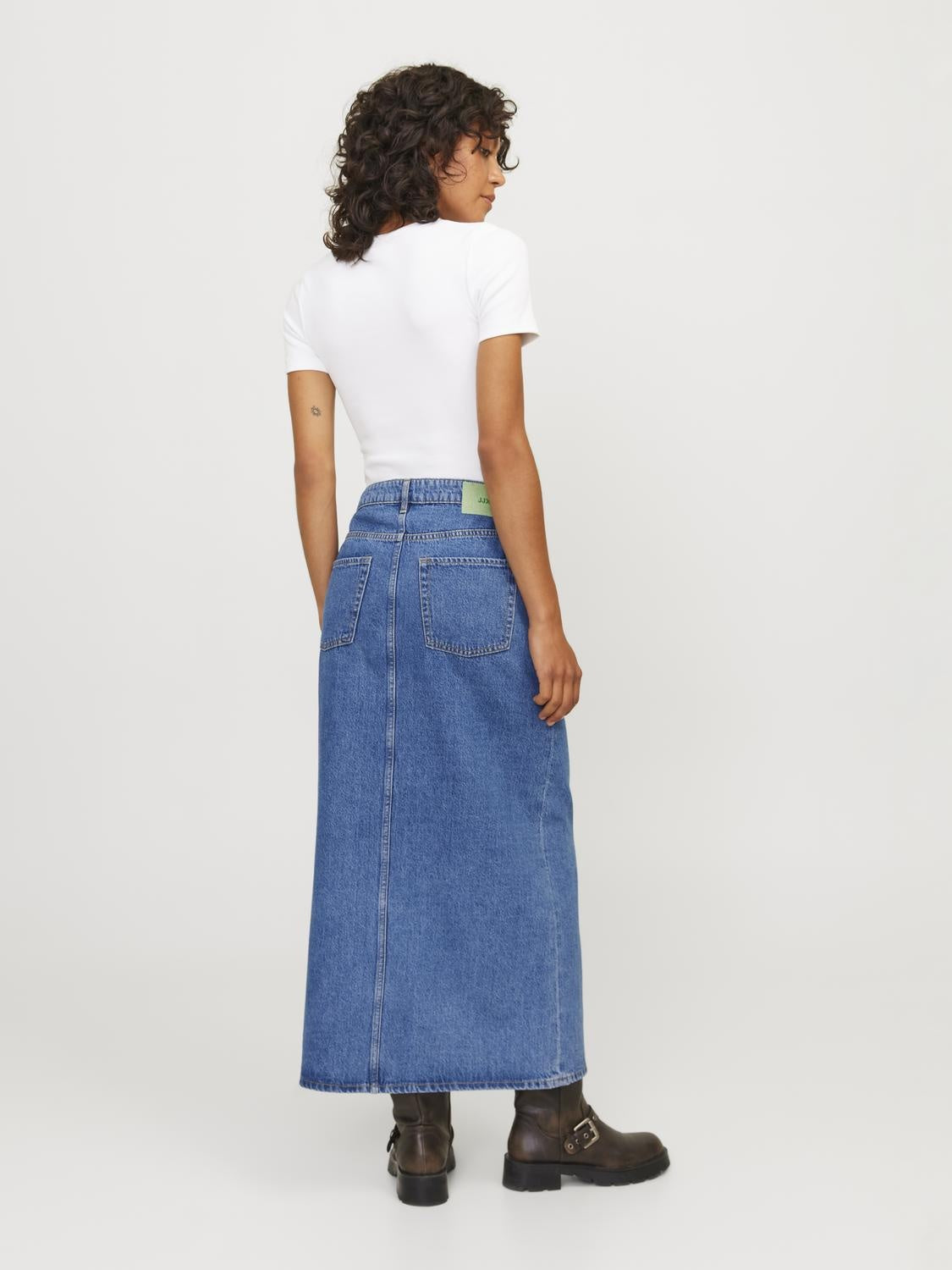 JXAURA LANGE DENIM ROK - MIDDENBLAUW DENIM