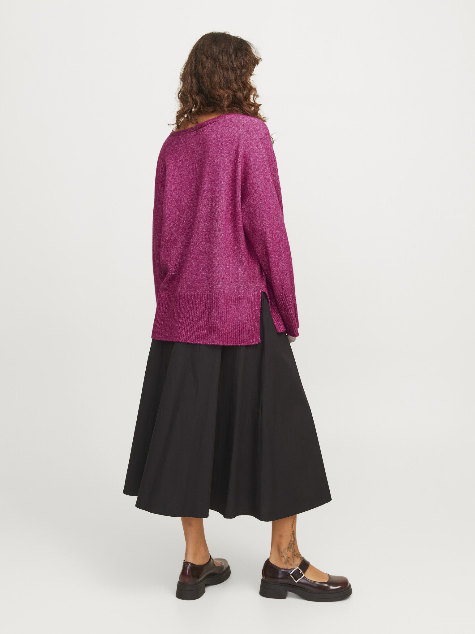 JXLUCCA V-NECK KNIT - FUCHSIA RED