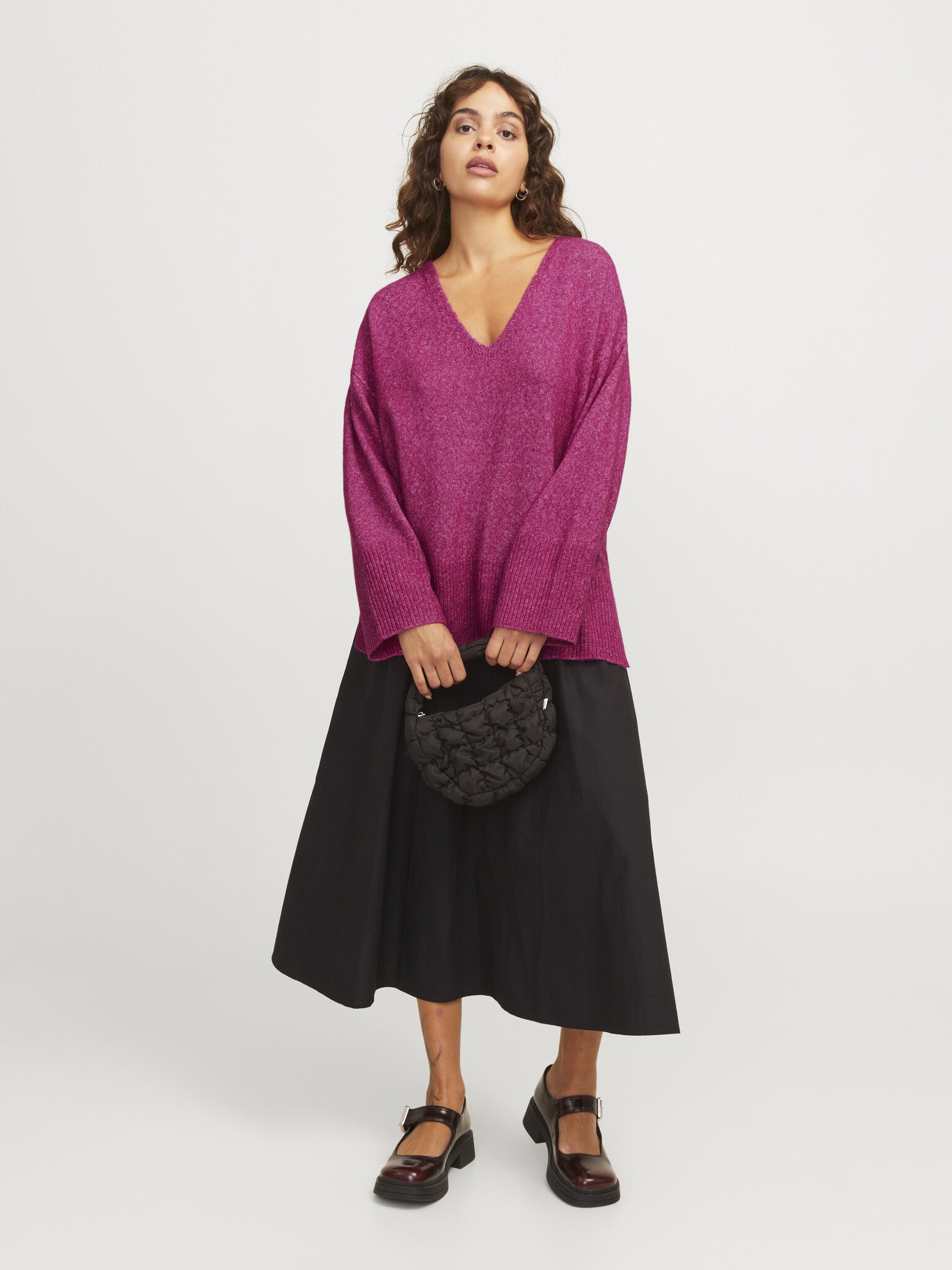 JXLUCCA V-NECK KNIT - FUCHSIA RED