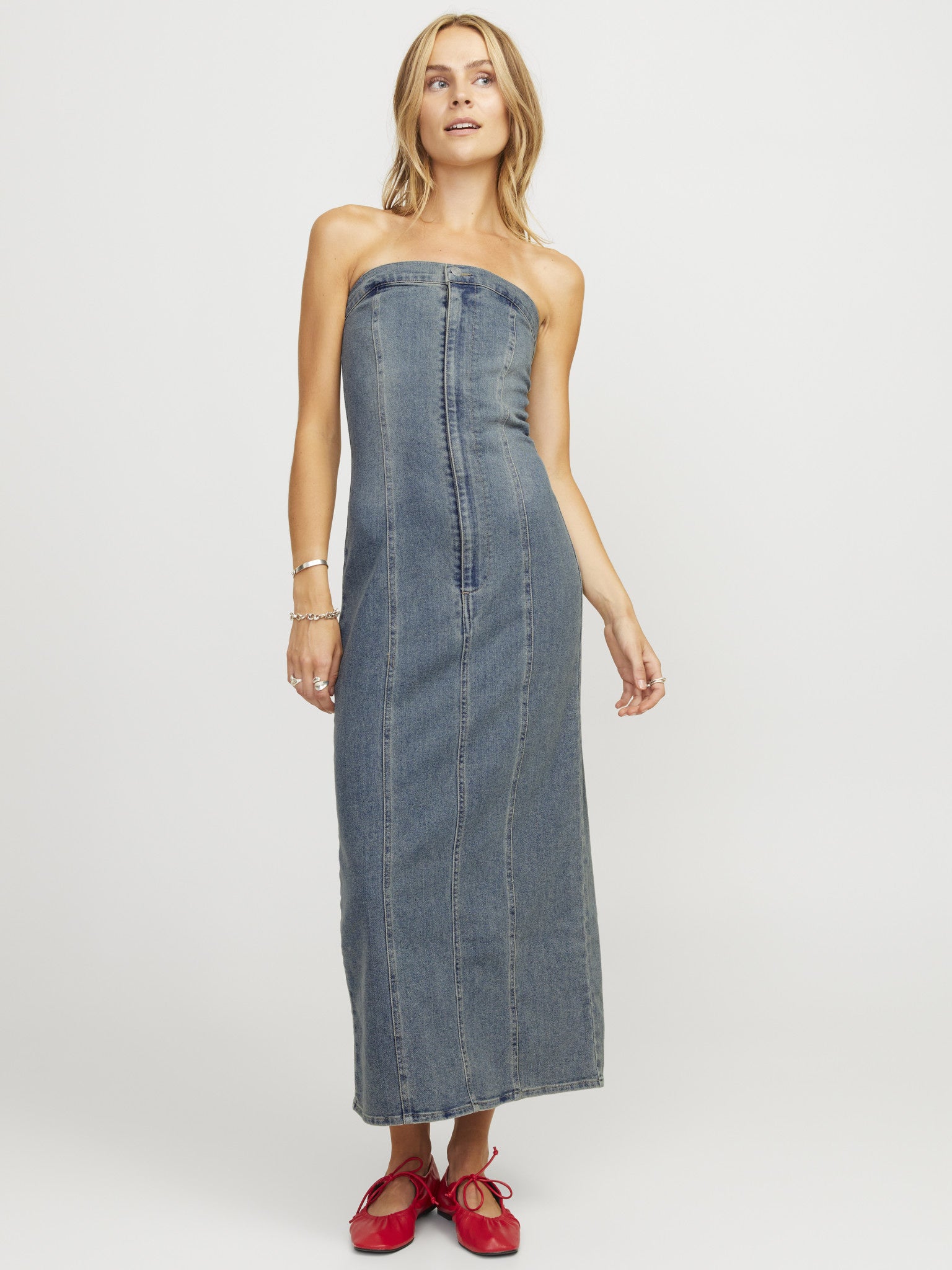 JXTINGA SLIM DRESS - MEDIUM BLUE DENIM