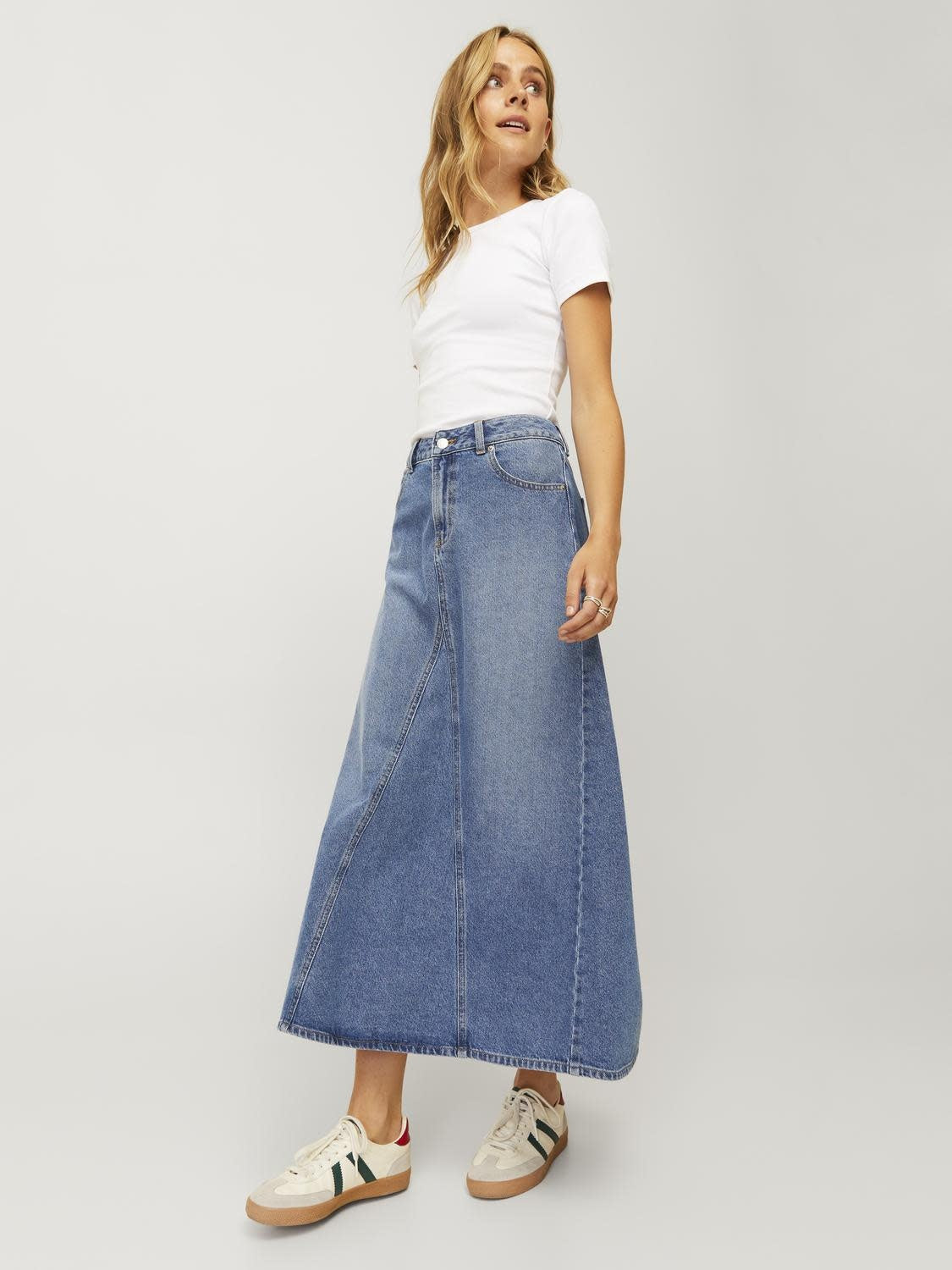 JXRIDA MW ANKLE SKIRT - MED BLUE DENIM
