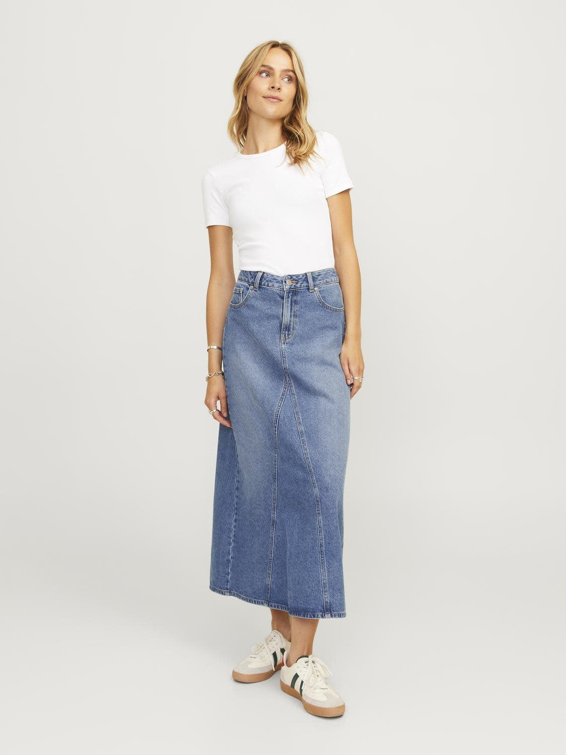 JXRIDA MW ANKLE SKIRT - MED BLUE DENIM
