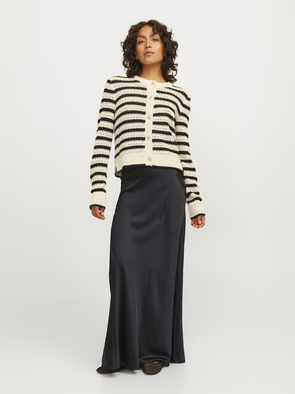 JXEVA SATIN MAXI SKIRT - BLACK