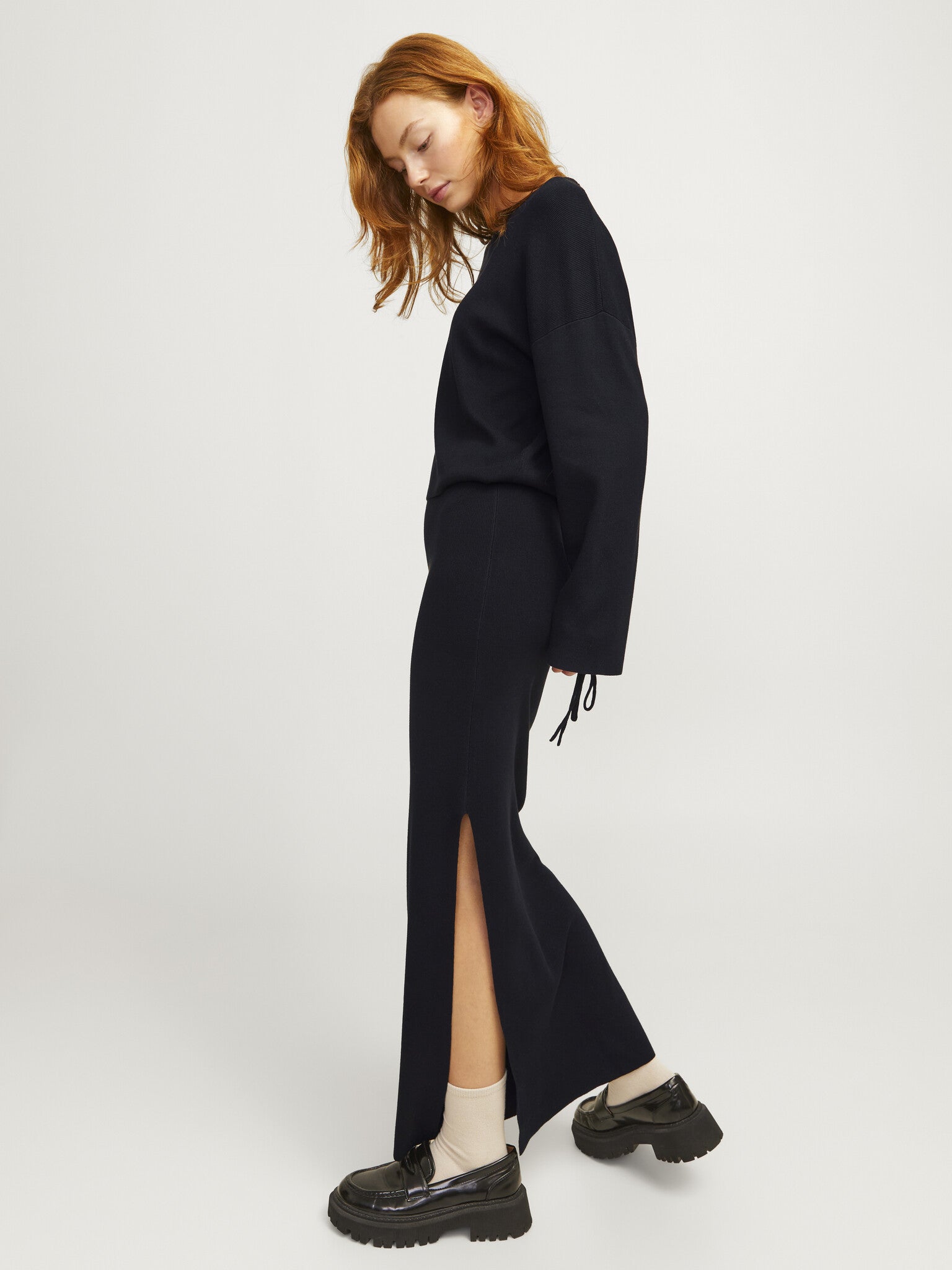 JXDAHLIA LONG SKIRT KNIT - BLACK