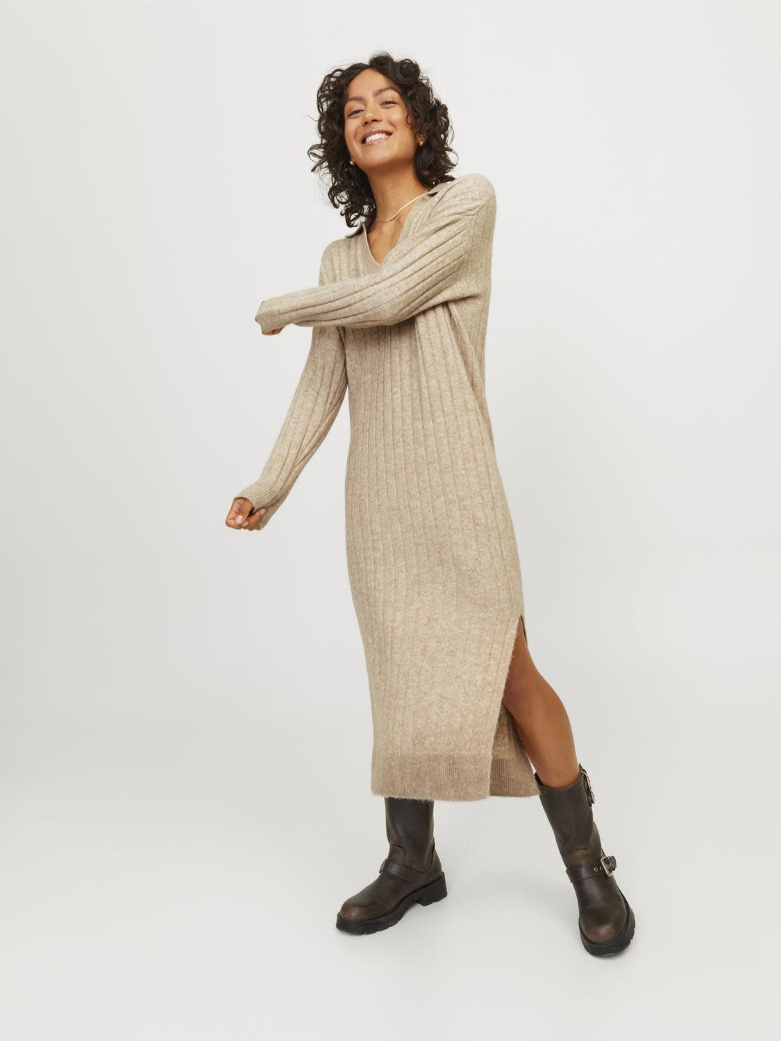 JXOZZY DIVERSE POLO NECK DRESS - PEYOTE