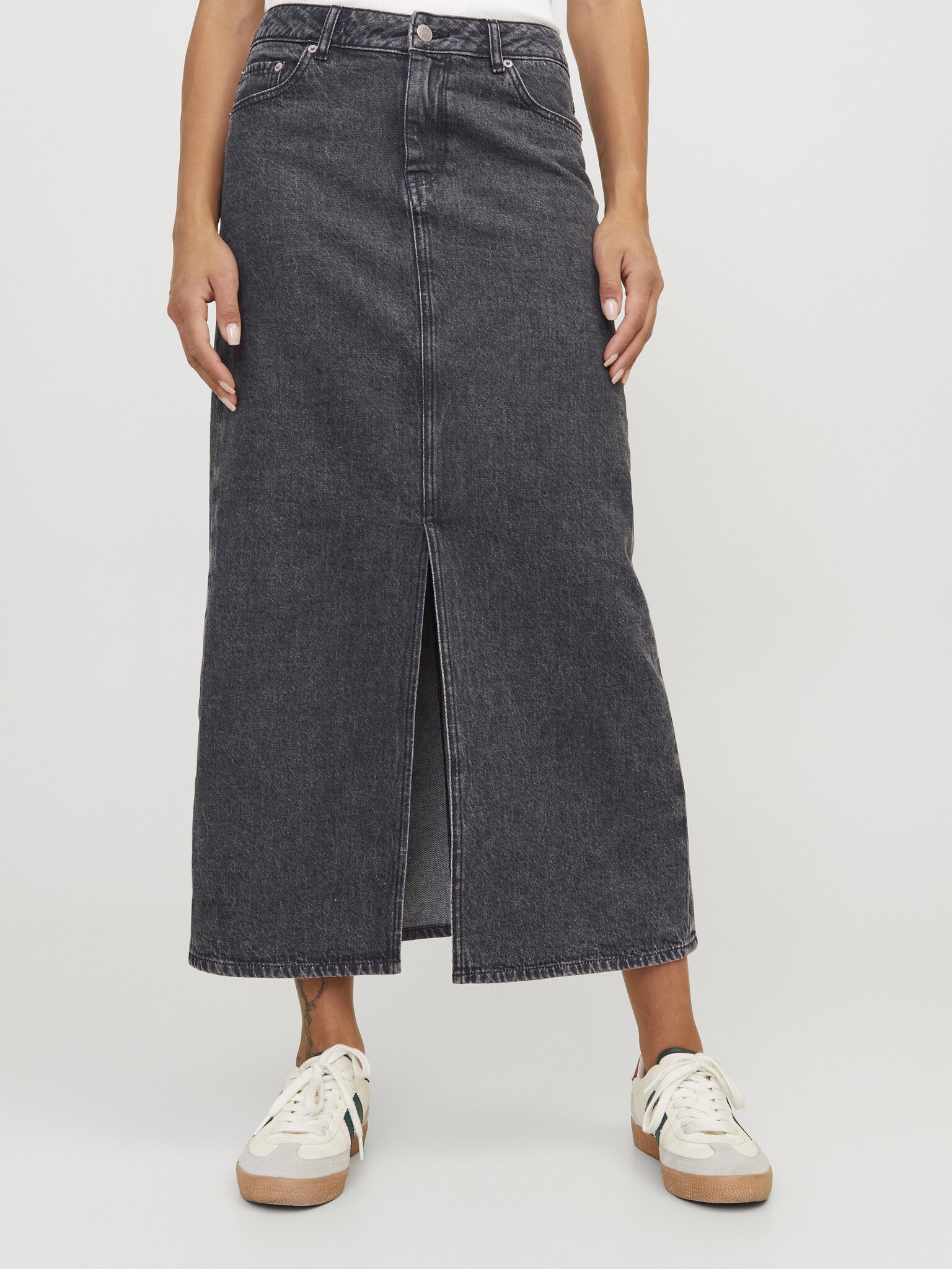 JXAURA LANGE DENIM ROK - GRIJZE DENIM