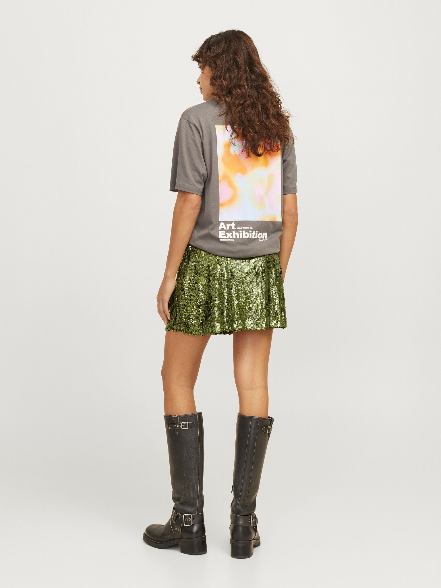 JXTARA SEQUIN MINI SKIRT - PERROT GREEN
