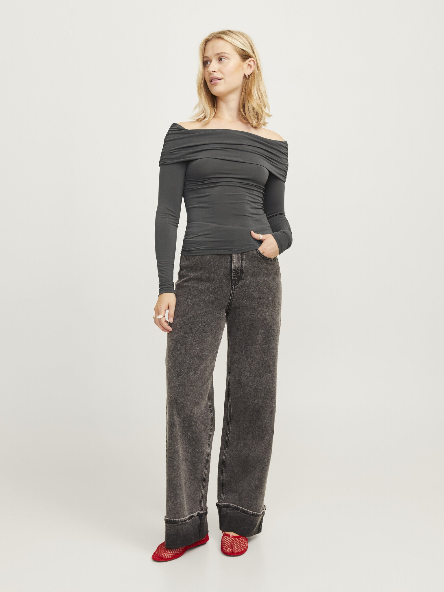 JXMILLE OFF SHOULDER TOP - THUNDERSTORM