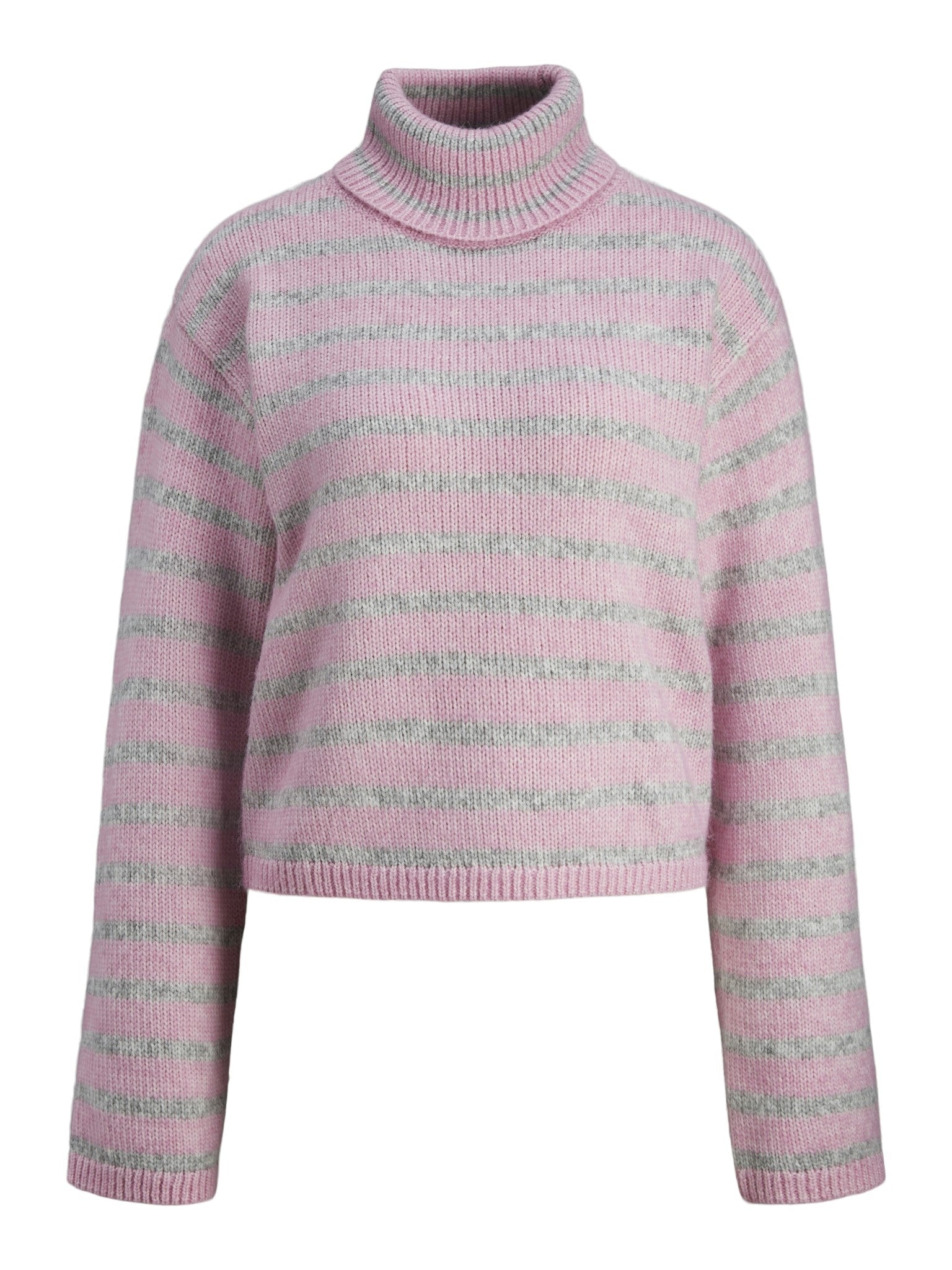JXROSANNA ROLL NECK KNIT - GREY/PNK